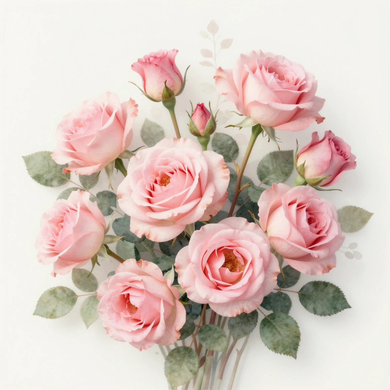 An artistic greeting card design dominated by delicate pink ...