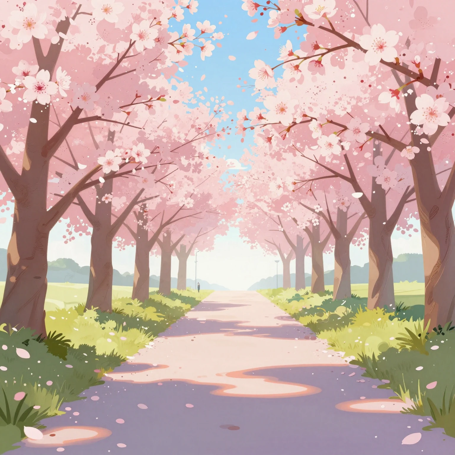 A vibrant illustration of a path leading towards a bright ho...