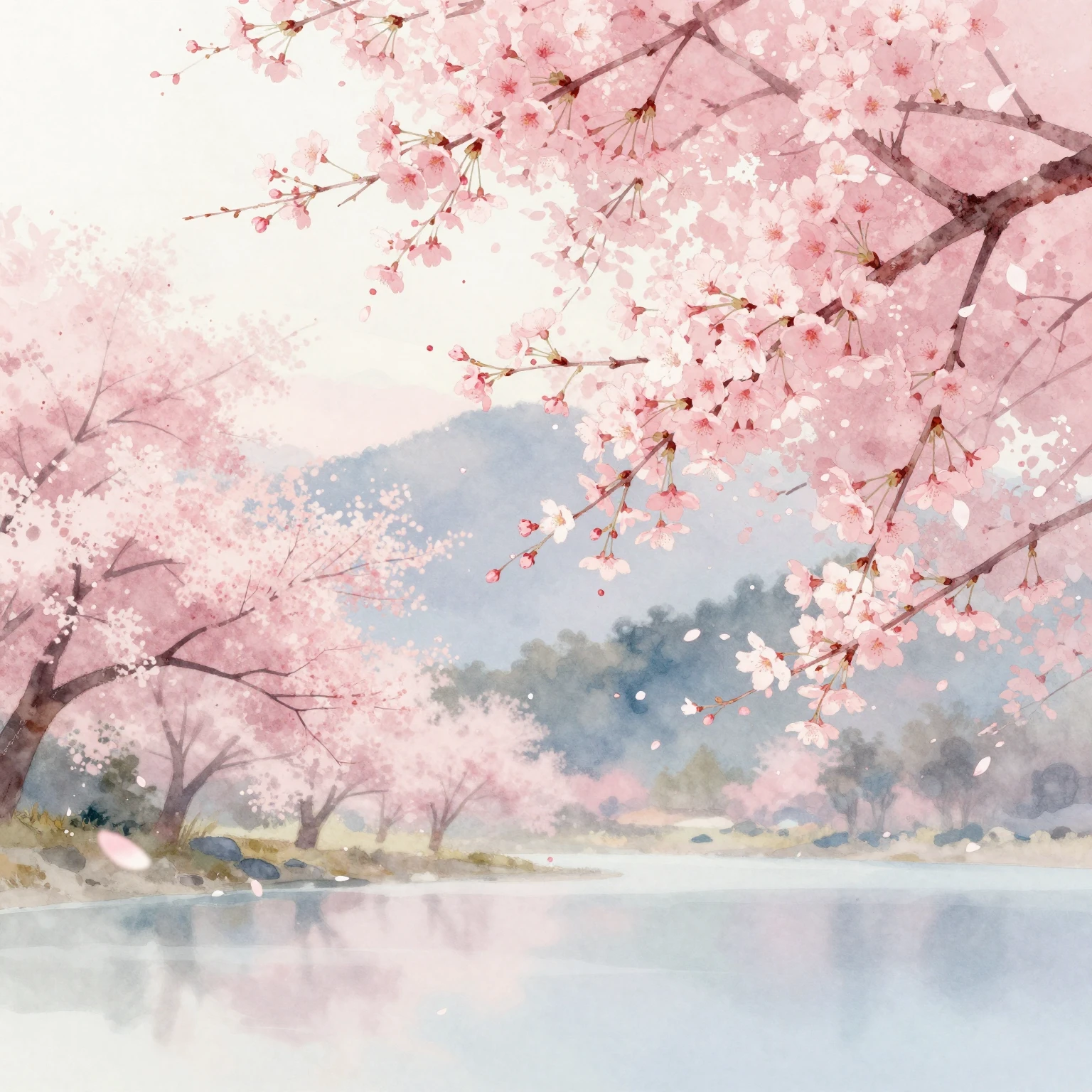 A serene and beautiful watercolor illustration depicting a l...
