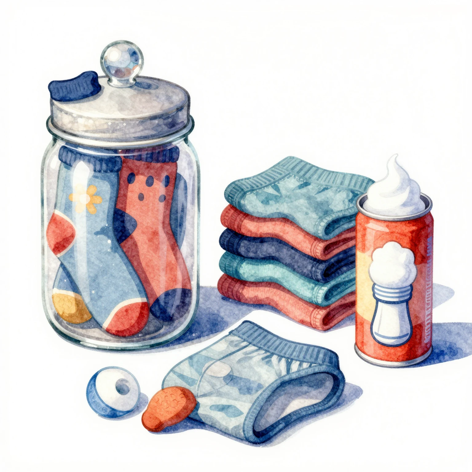 Vibrant watercolor illustration of humorous men's holiday gi...