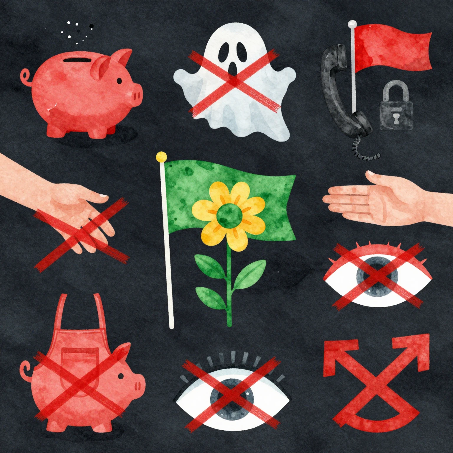 Vibrant watercolor and bold graphic style. A collection of '...