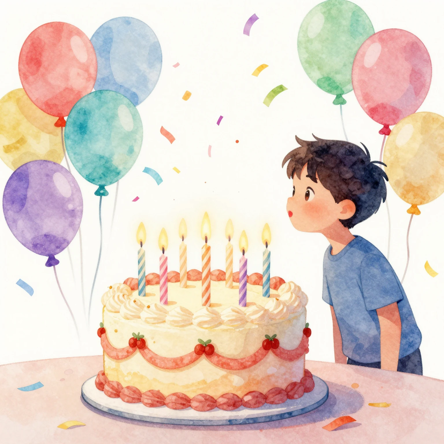 A vibrant watercolor illustration of a festive 13th birthday...