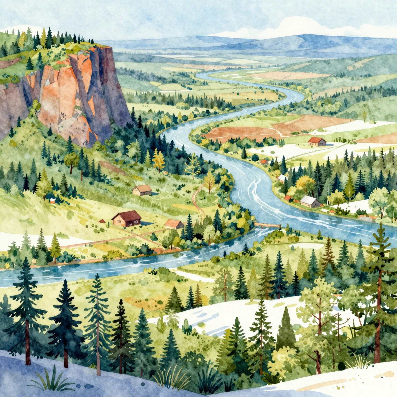 Vibrant watercolor style. A dynamic illustration of the vast...