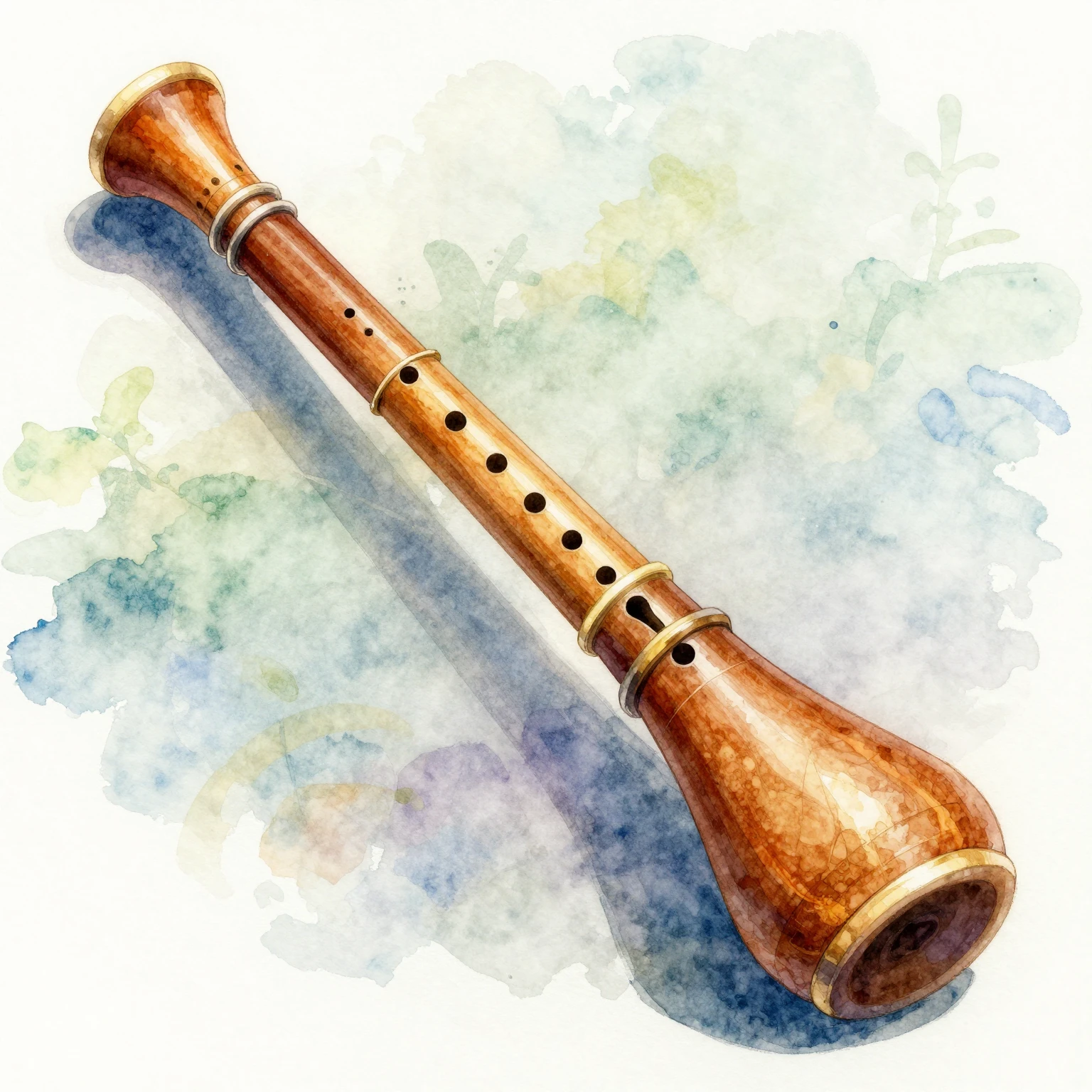 A vibrant watercolor painting of a traditional Thai 'khaen' ...