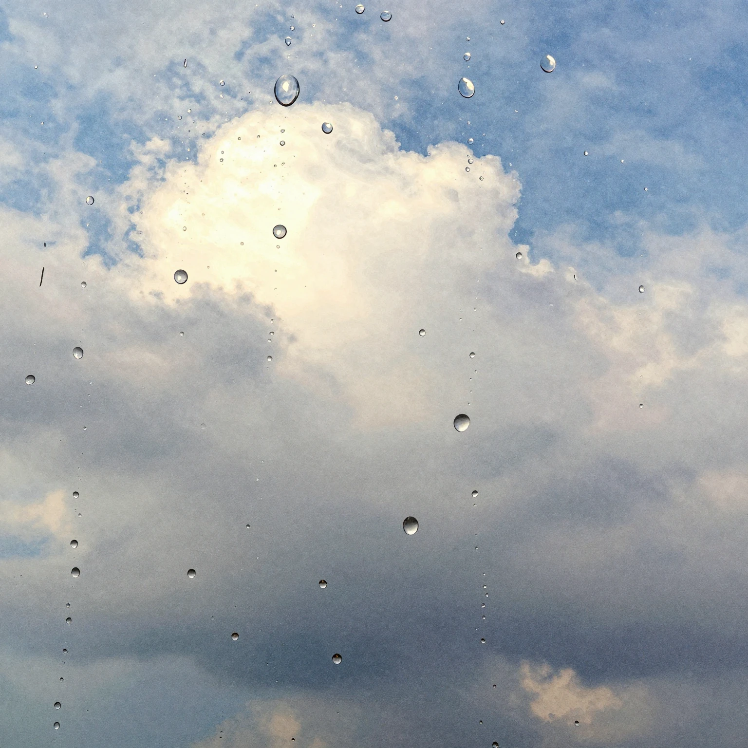 Vibrant watercolor painting of raindrops on a window, with a...