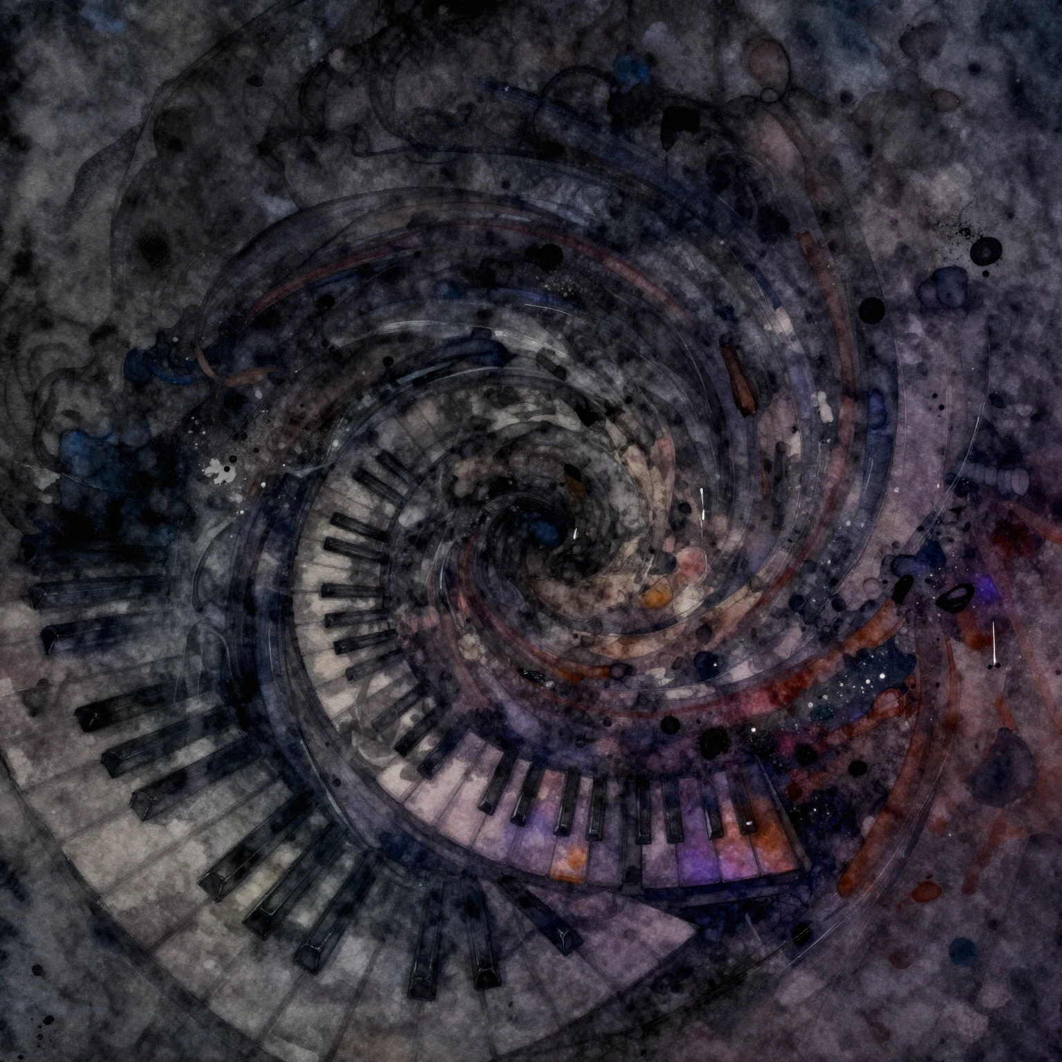 Vibrant watercolor style. Darkcore album art, abstract, swir...