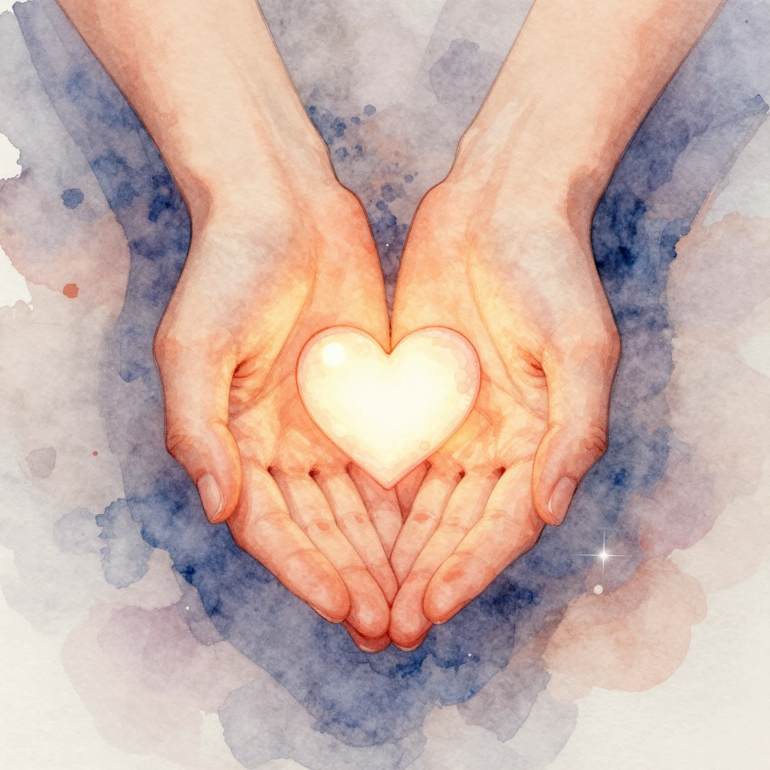 An artistic watercolor depiction of hands gently holding a s...