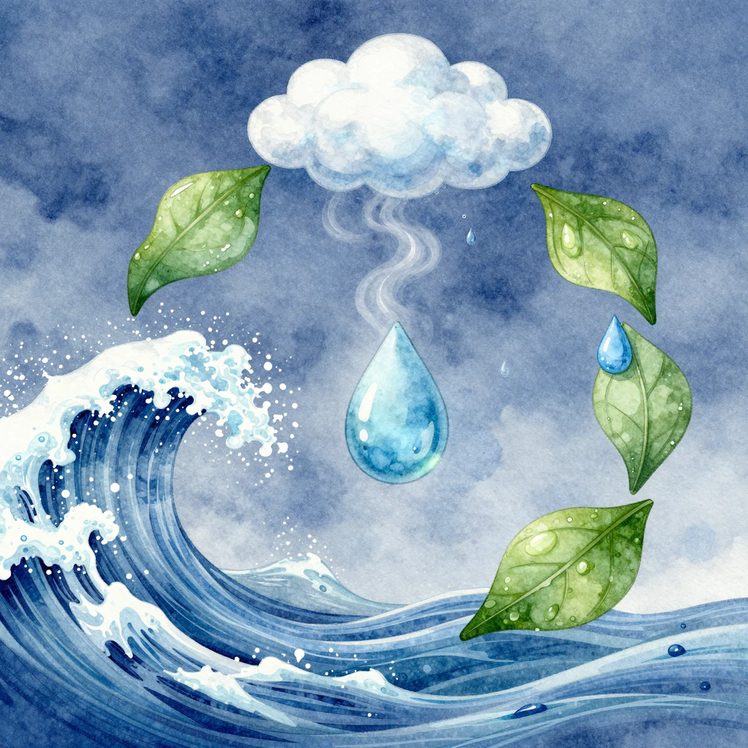 A vibrant watercolor illustration depicting the complete wat...