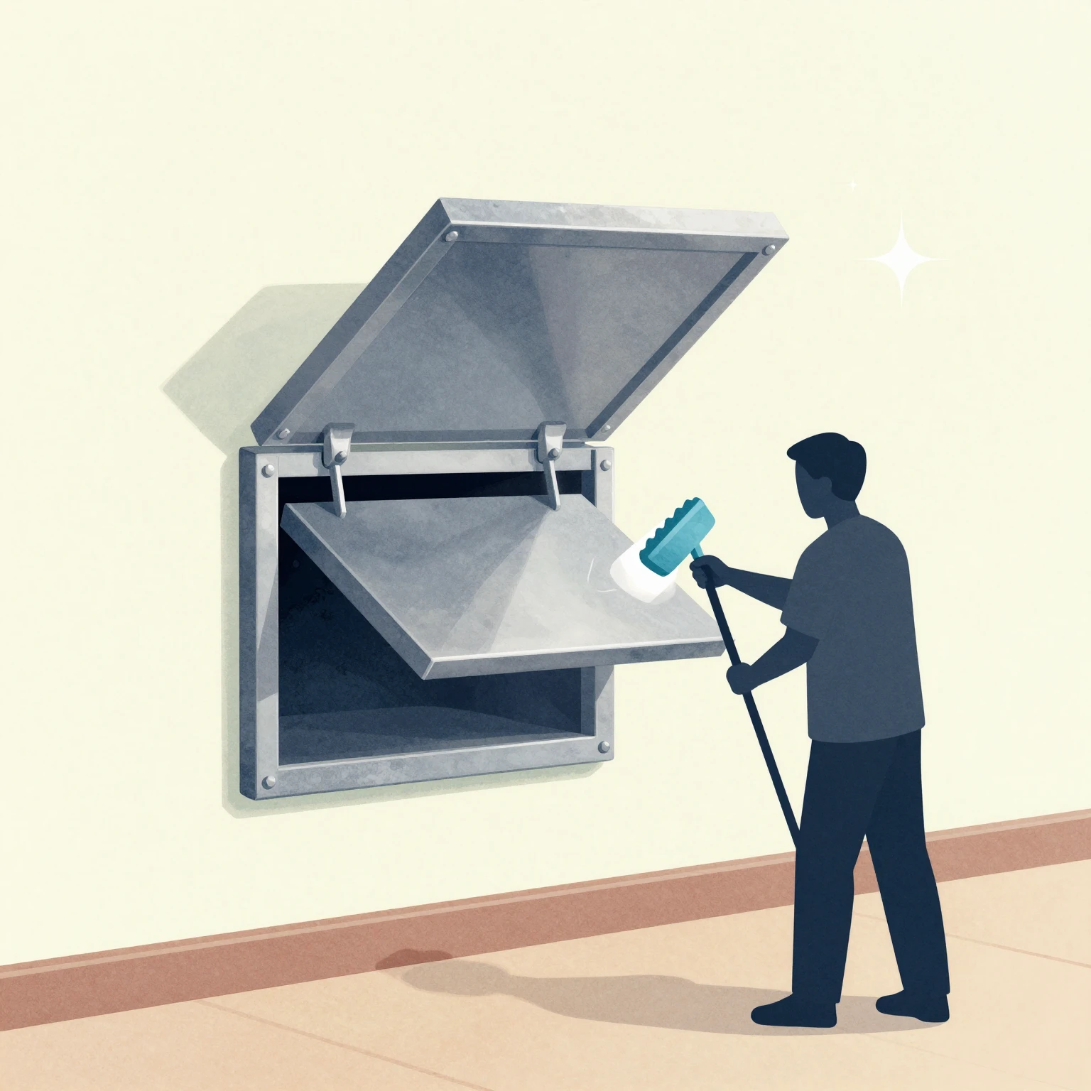 Watercolor style clipart of a clean interior wall with a clo...