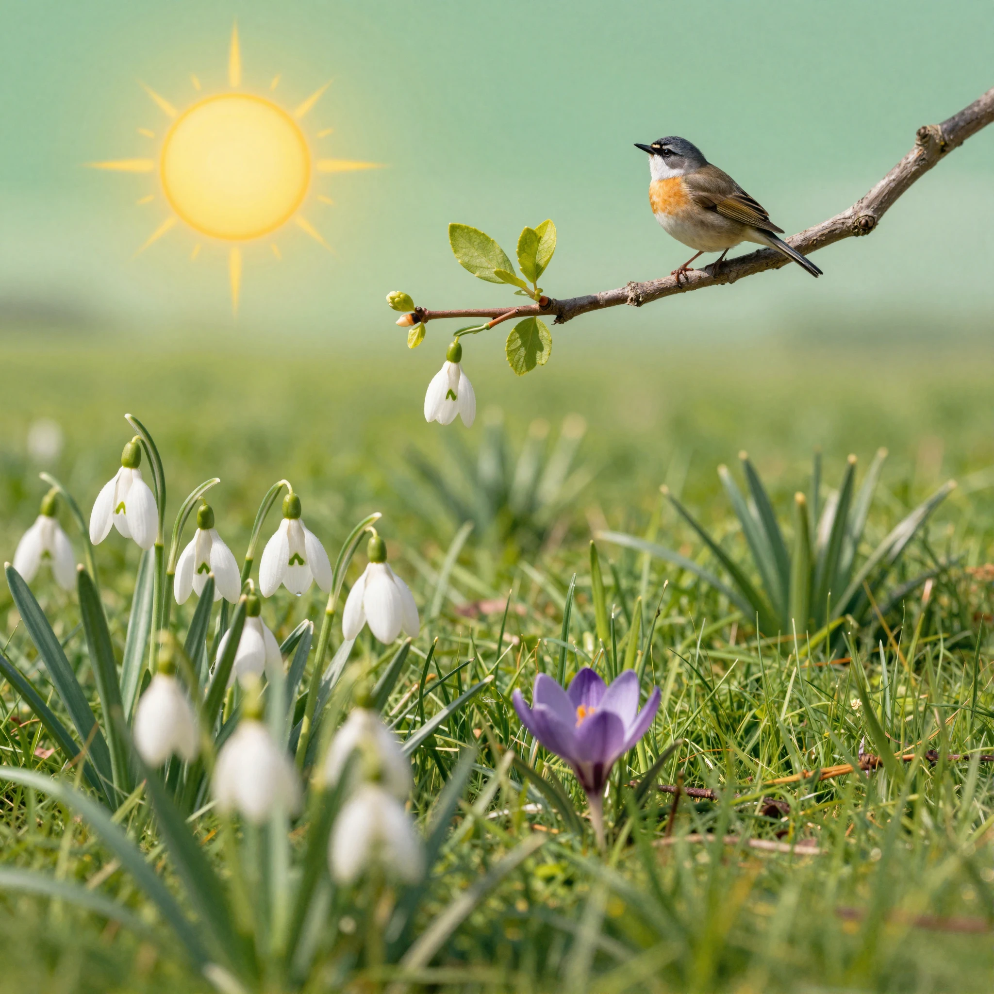 A vibrant, cheerful scene depicting the essence of spring. L...