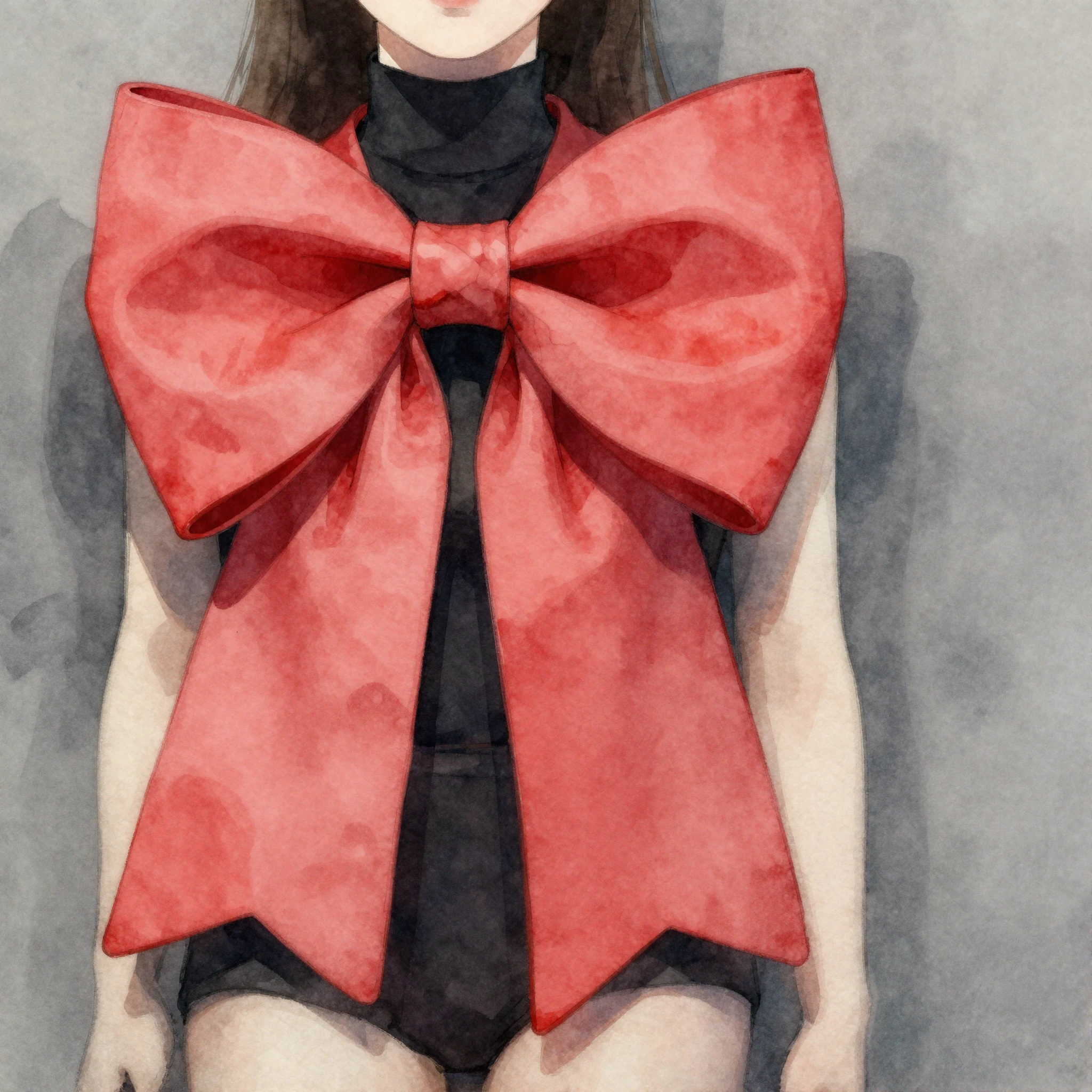 A stylized watercolor illustration focusing on an exaggerate...