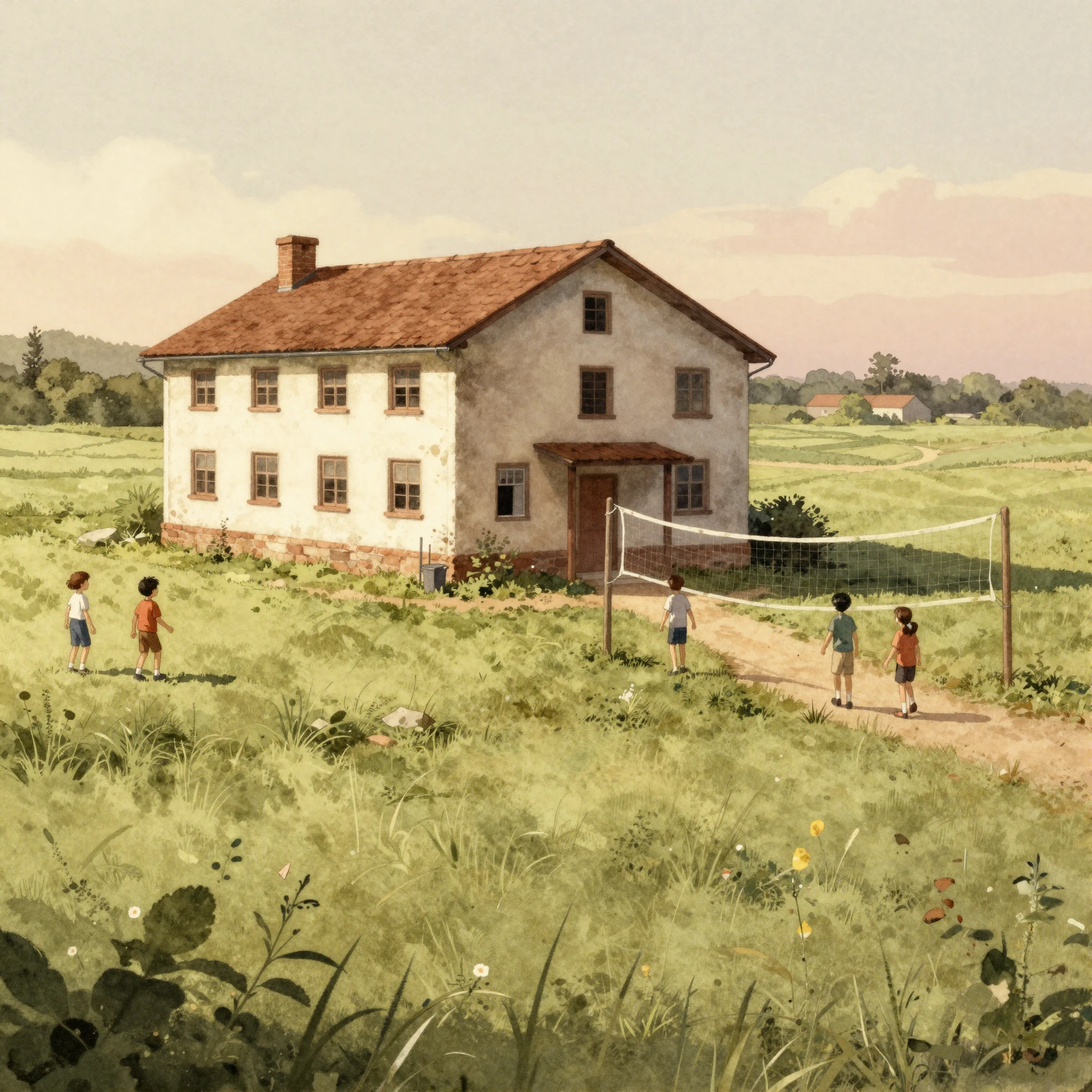 A vibrant watercolor illustration depicting the charming and...