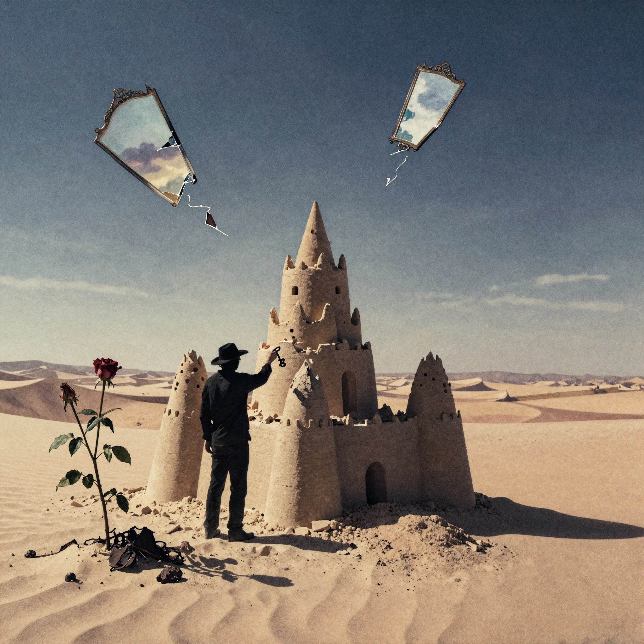 Western country album art in a vibrant watercolor style. A l...