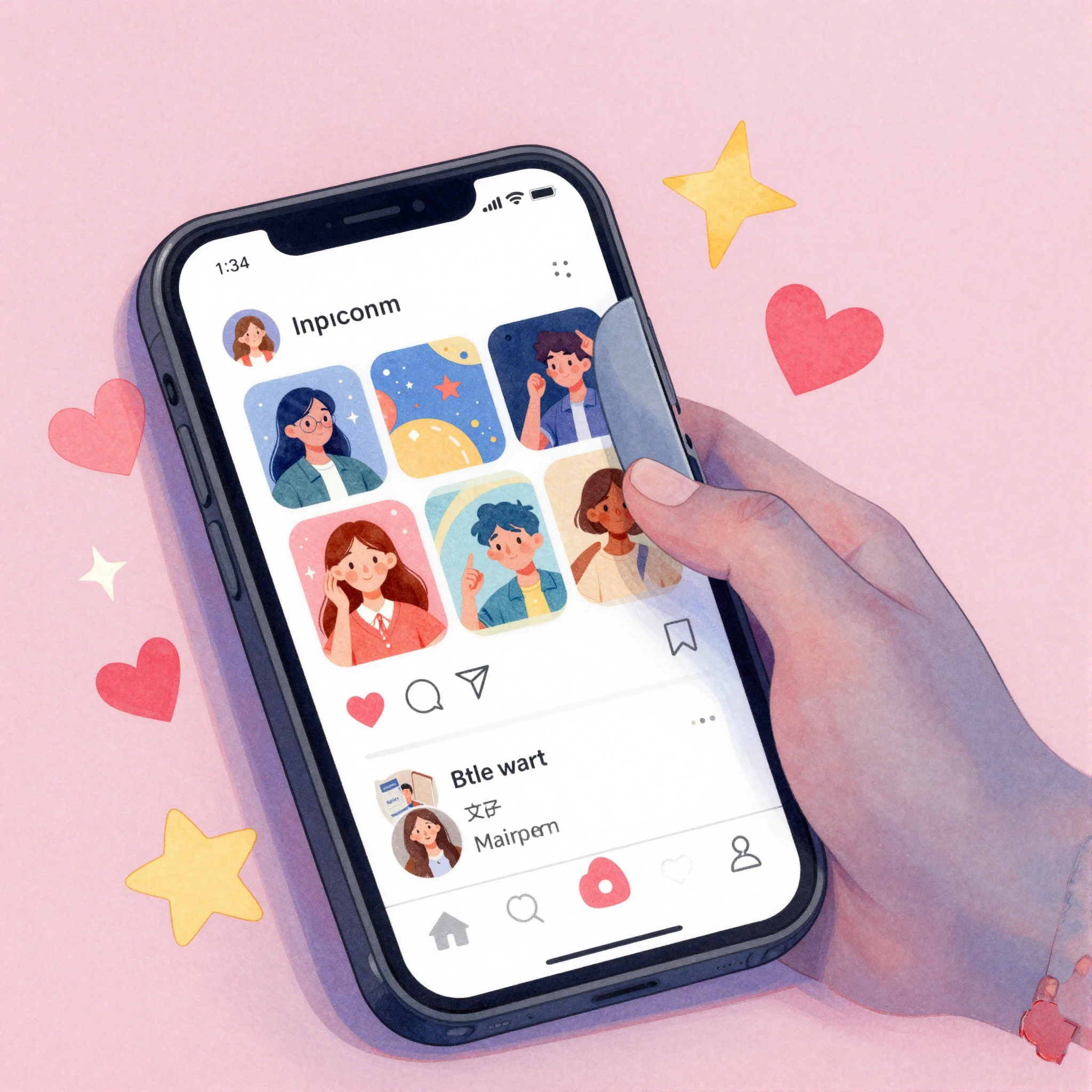 A vibrant watercolor illustration depicting a smartphone wit...