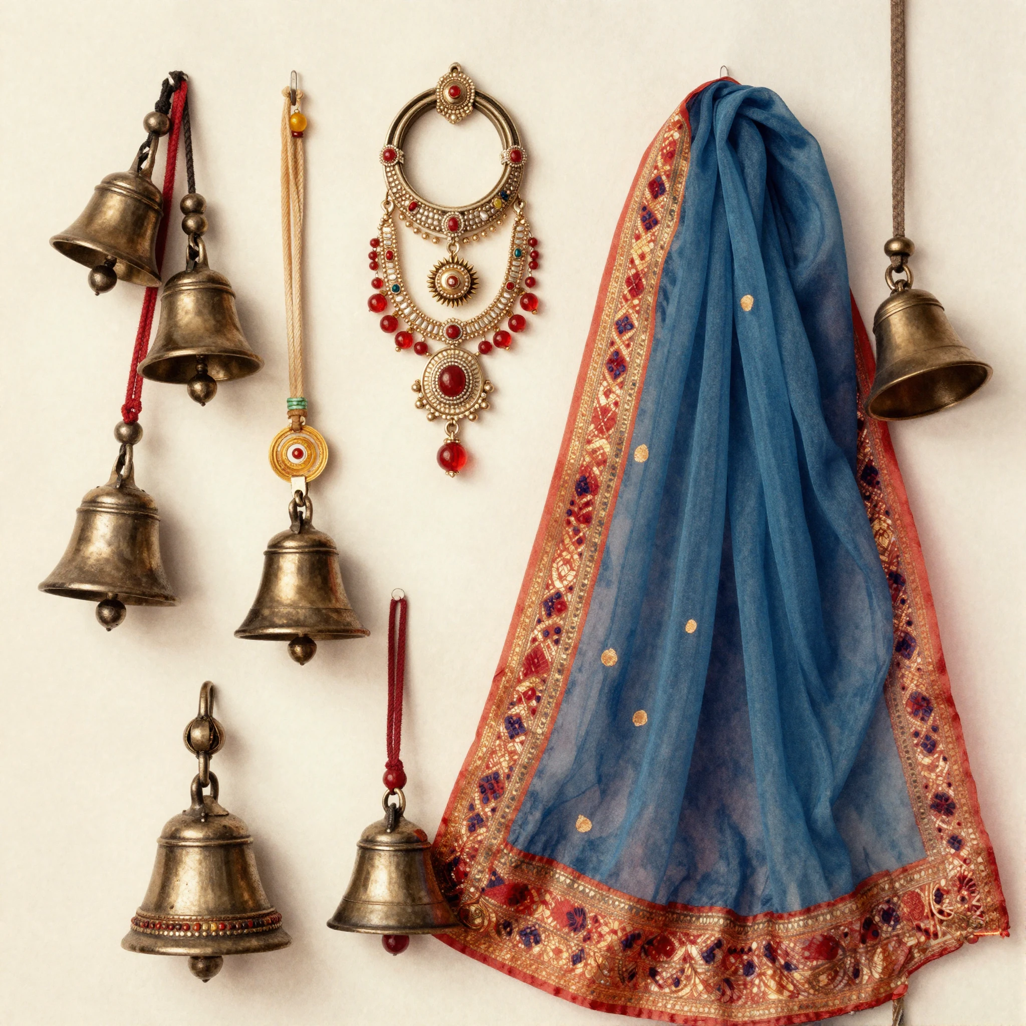 Various traditional cultural dance accessories, including gh...