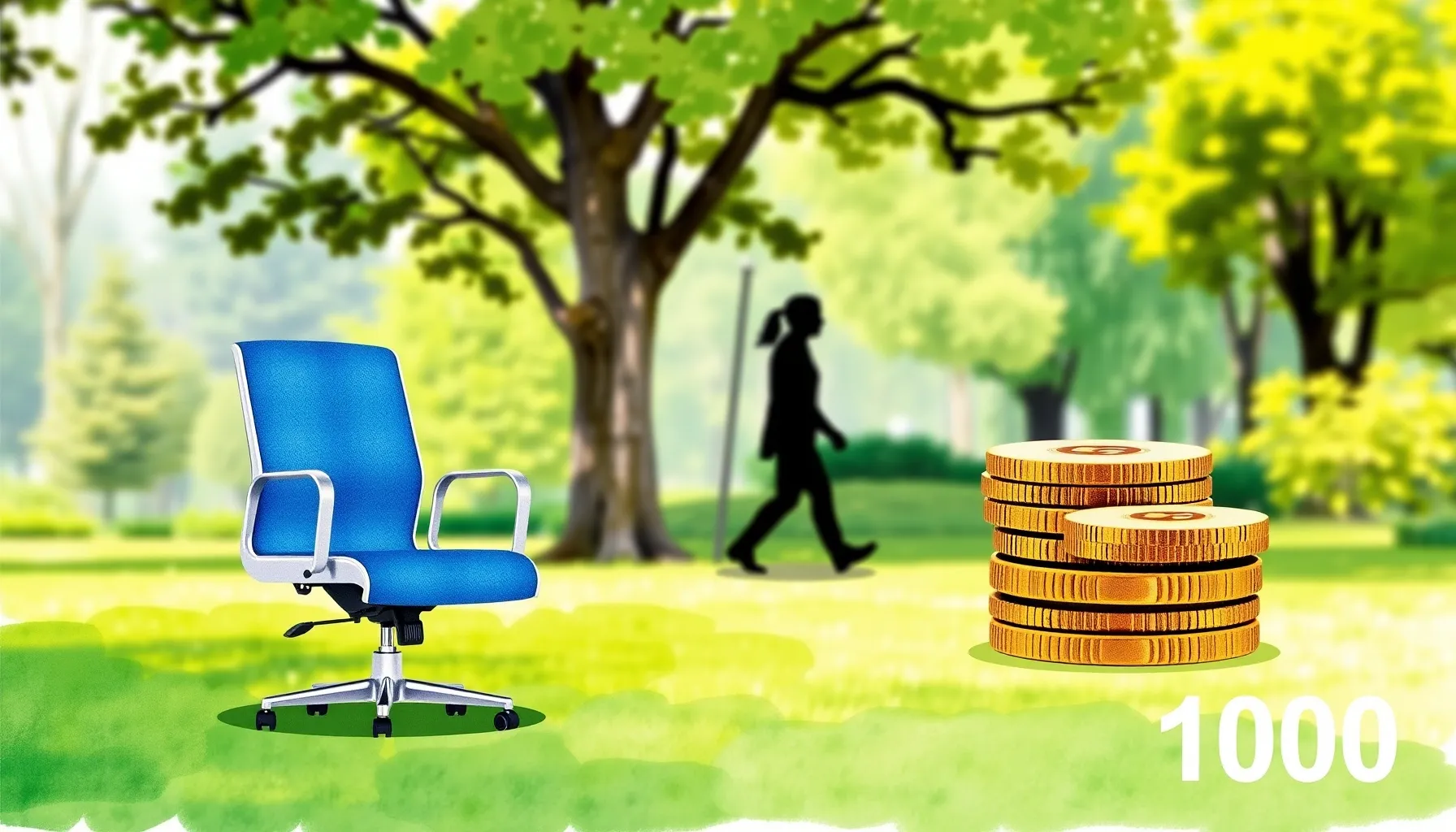 Watercolor style. A conceptual illustration of an empty offi...