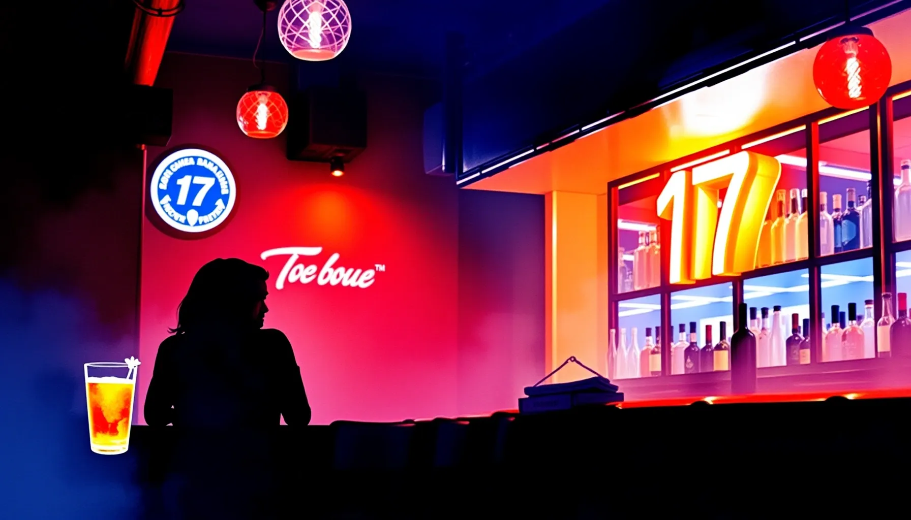 Watercolor style. Silhouettes of a couple sitting at a dimly...