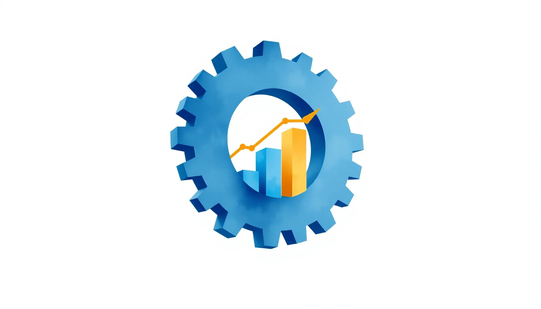 Watercolor style. A stylized silhouette of a large gear inte...