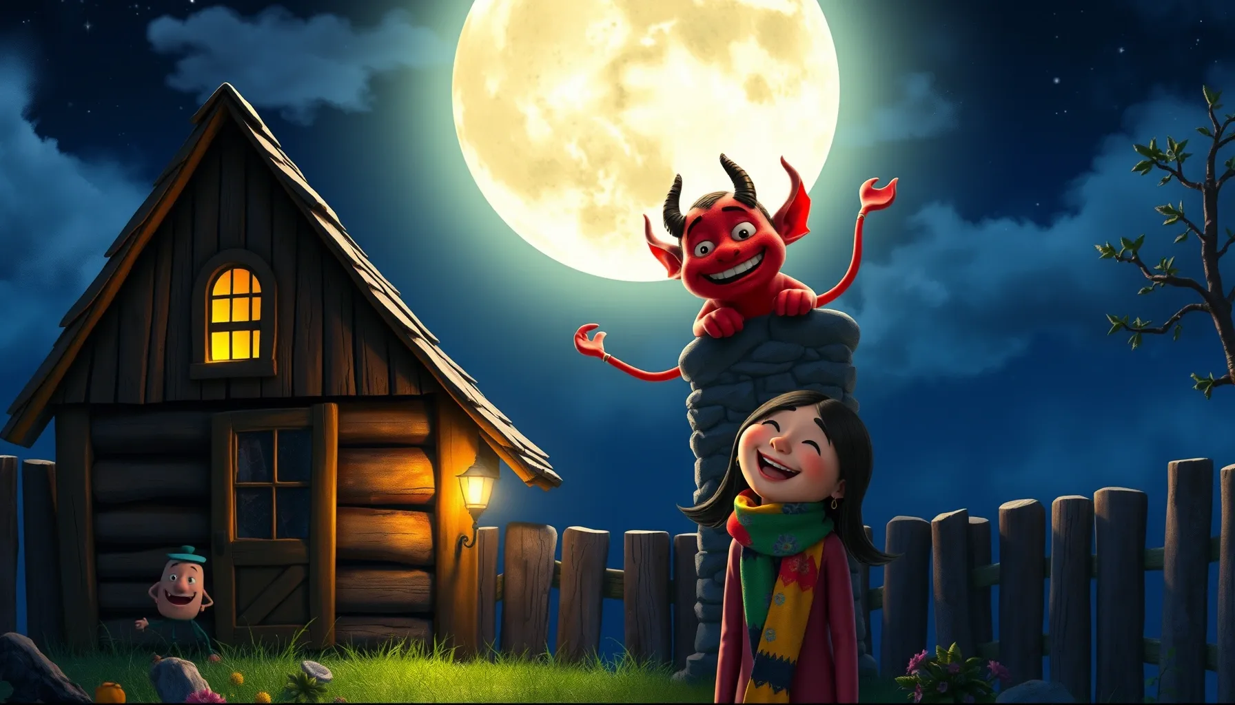 Watercolor style. 3D Pixar style animation, a cozy Ukrainian...