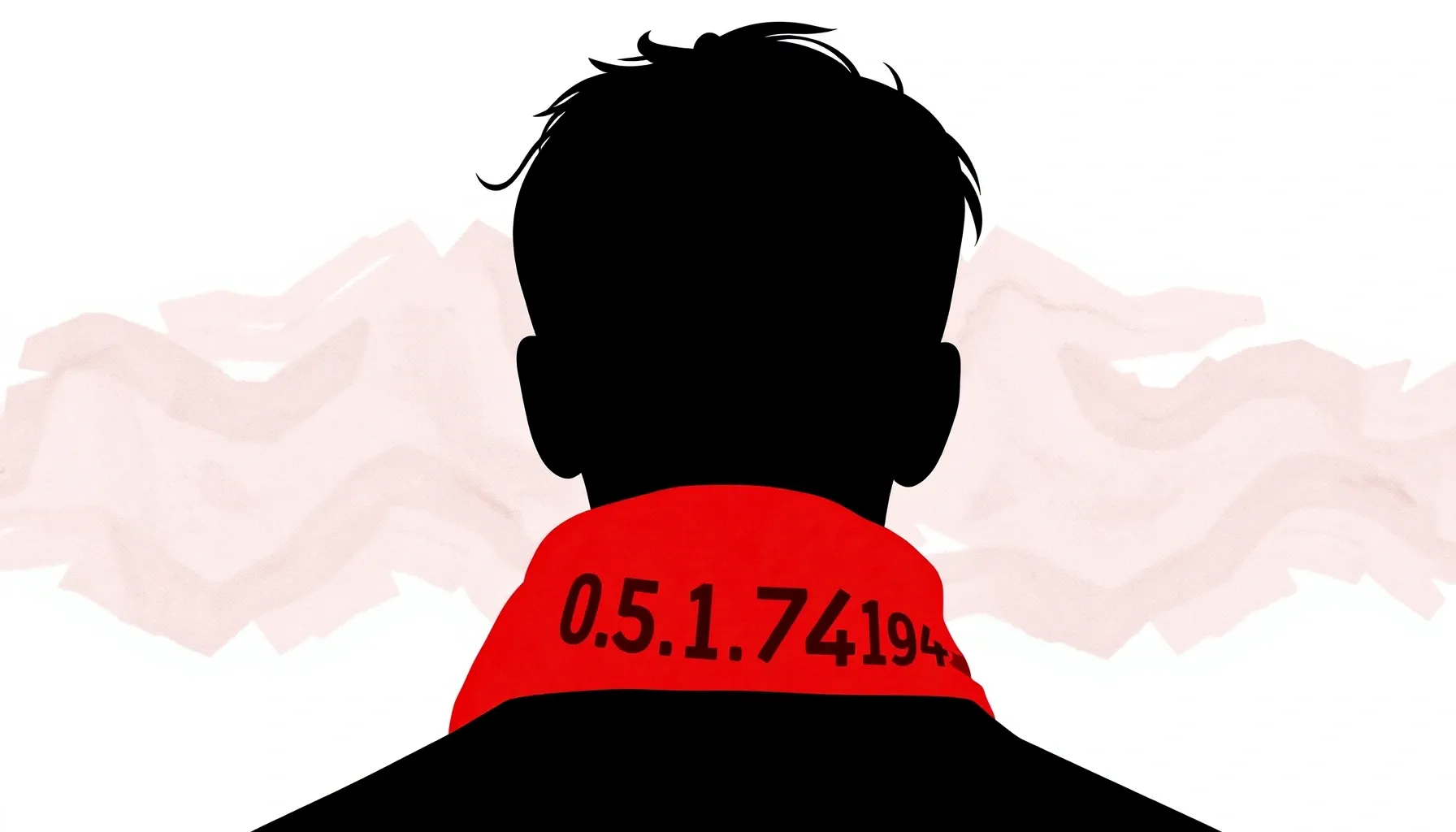 Watercolor style. Silhouette of a man looking at a red footb...