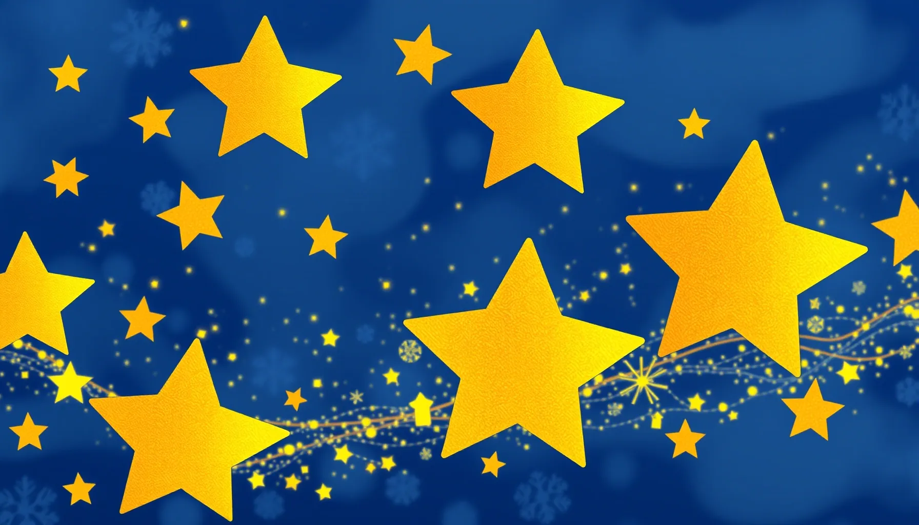 Abstract background with golden stars and blue winter patter...