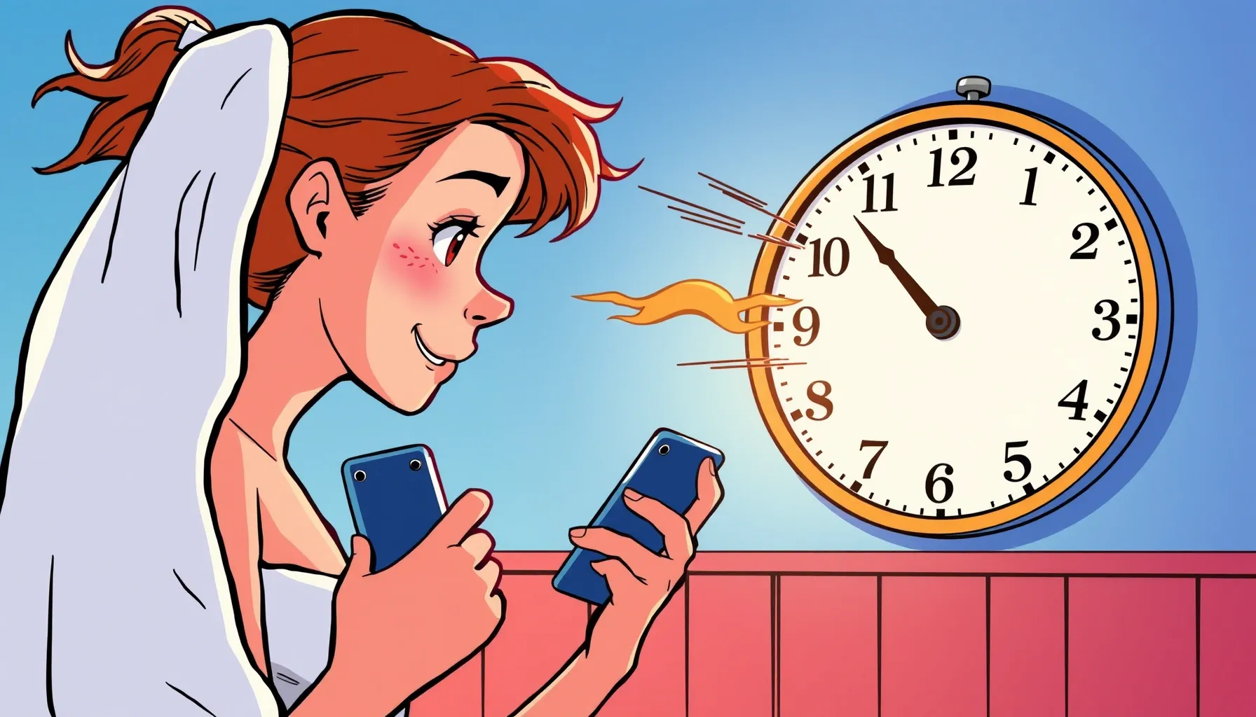 A girl in a white towel with a phone in her hand, looking at...