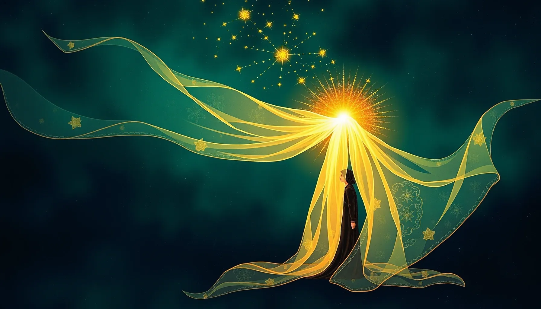 A mystical illustration in the style of Persian miniatures, ...