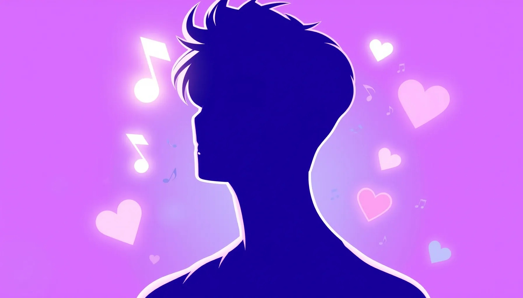 A stylized silhouette of a young man with a trendy haircut, ...