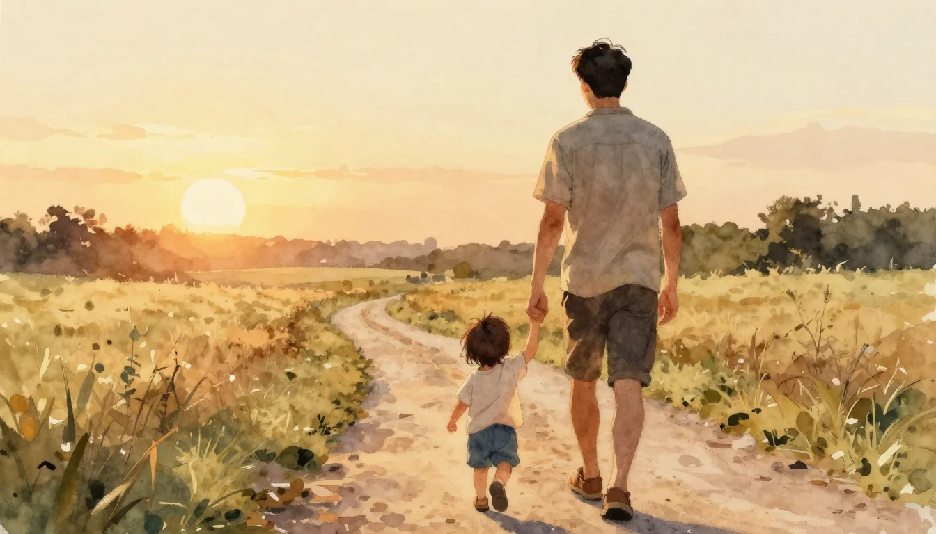 大きな手と背中