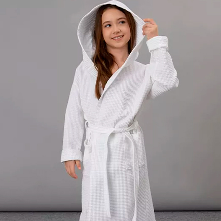 Халат вафельный с капюшоном детский Трейд Комфорт, 250 г/м²