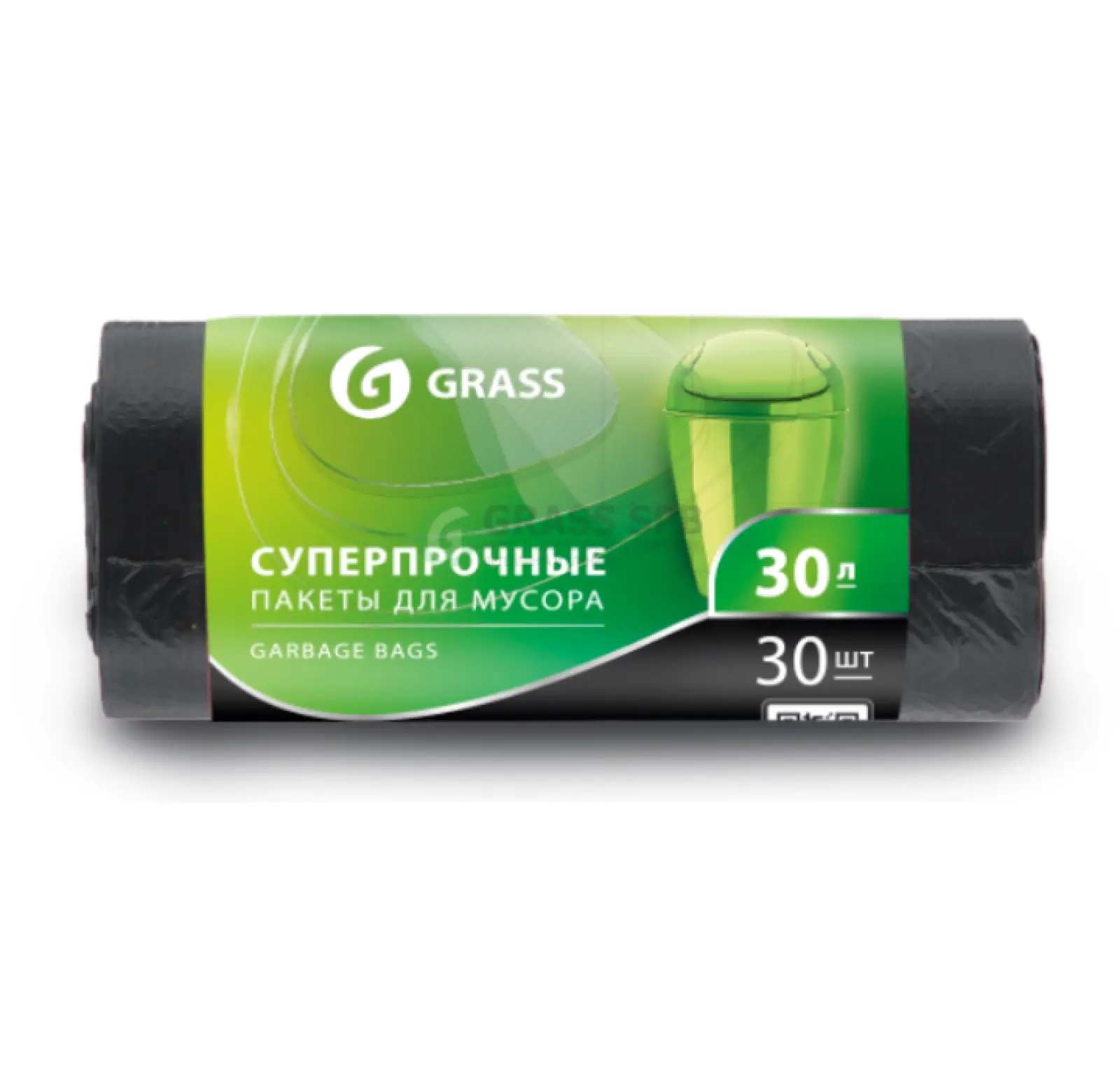 Мешки для мусора Grass ПНД 30 л черные (ПНД 10 мкм, 30 штук)