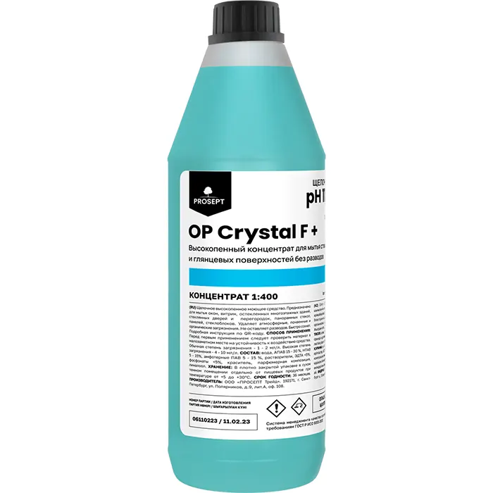 OP Crystal F+ Средство для мытья стекол и зеркал 1 л