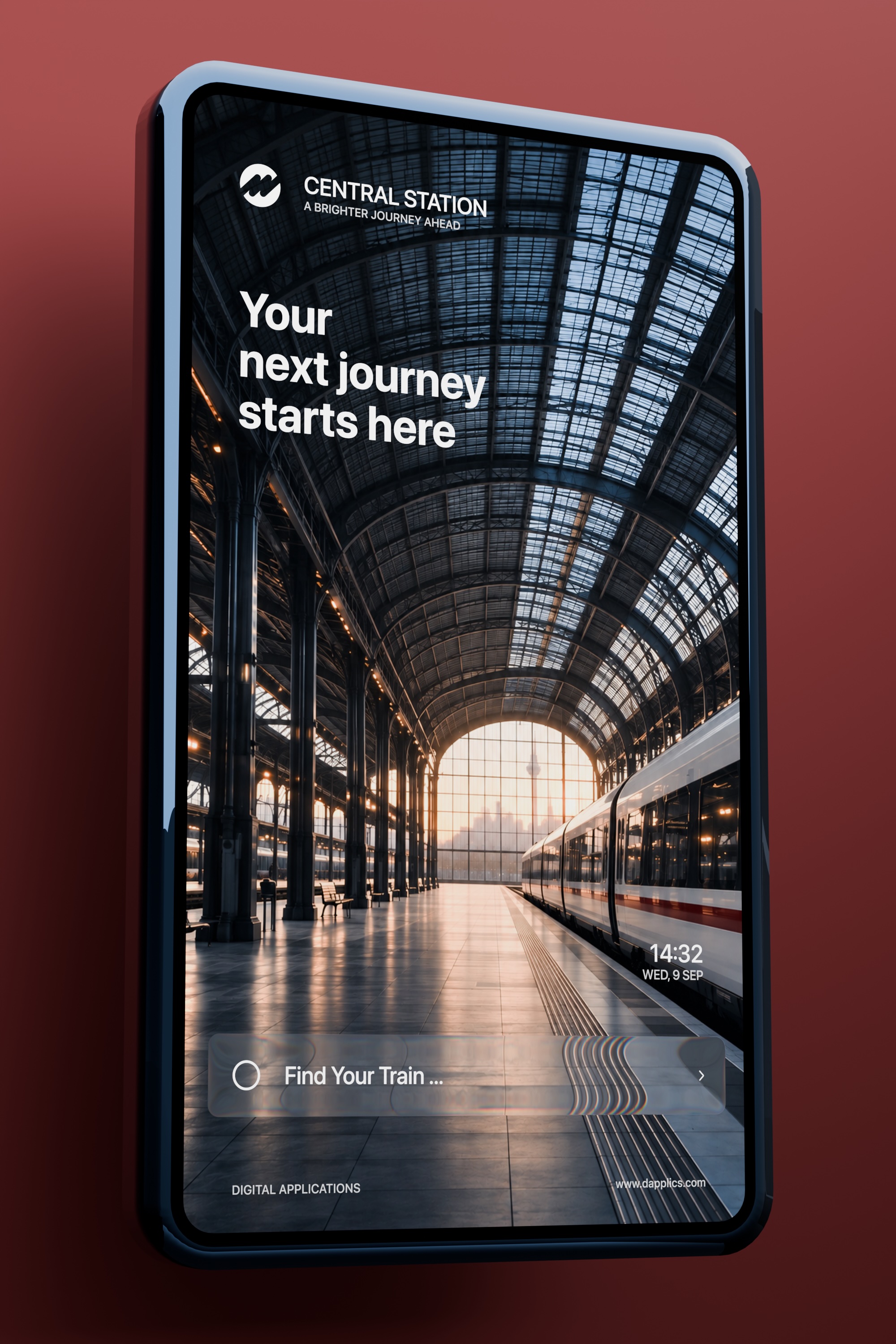 Modern railway station user interface design concept.