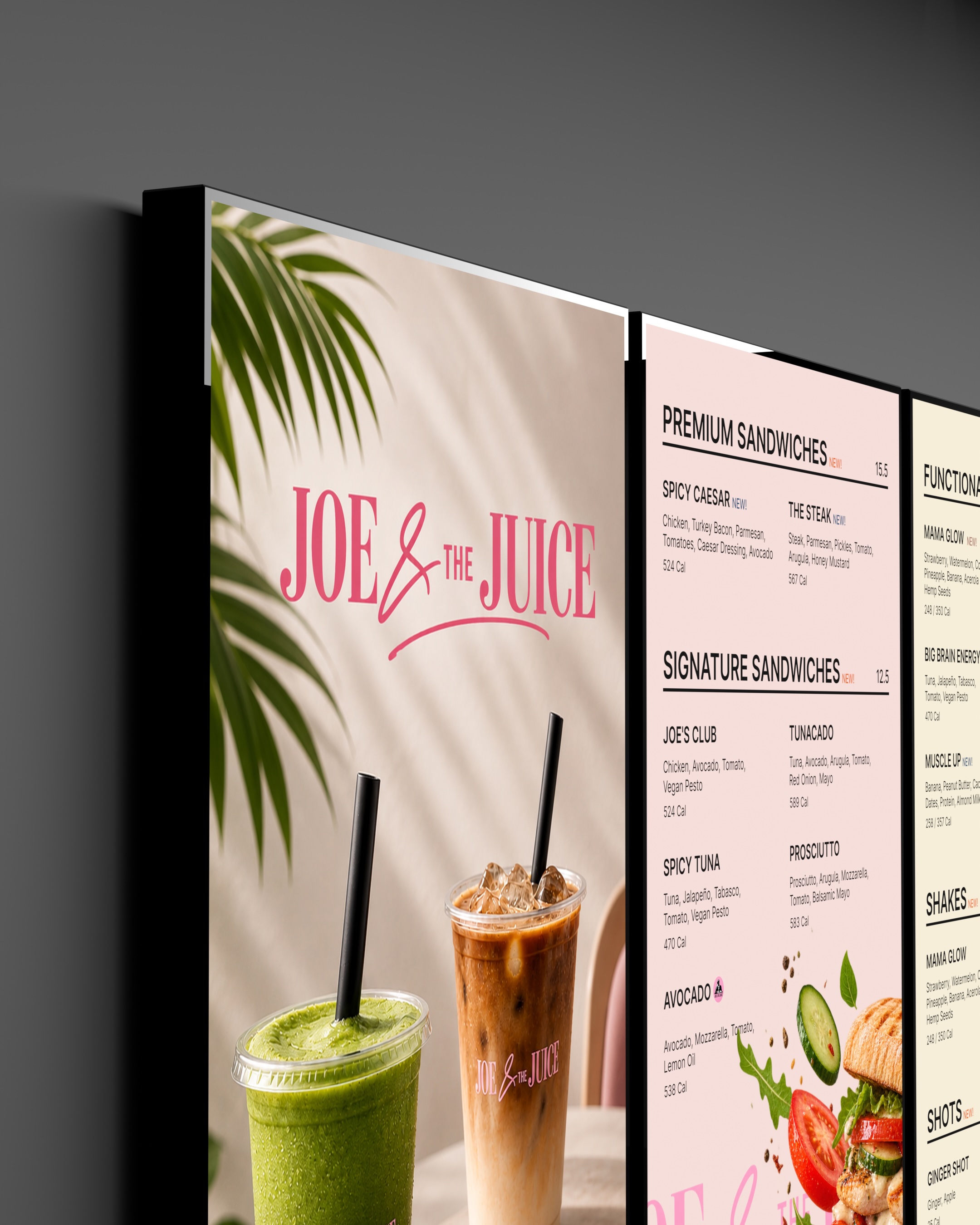 Digital signage menu featuring a smoothie.