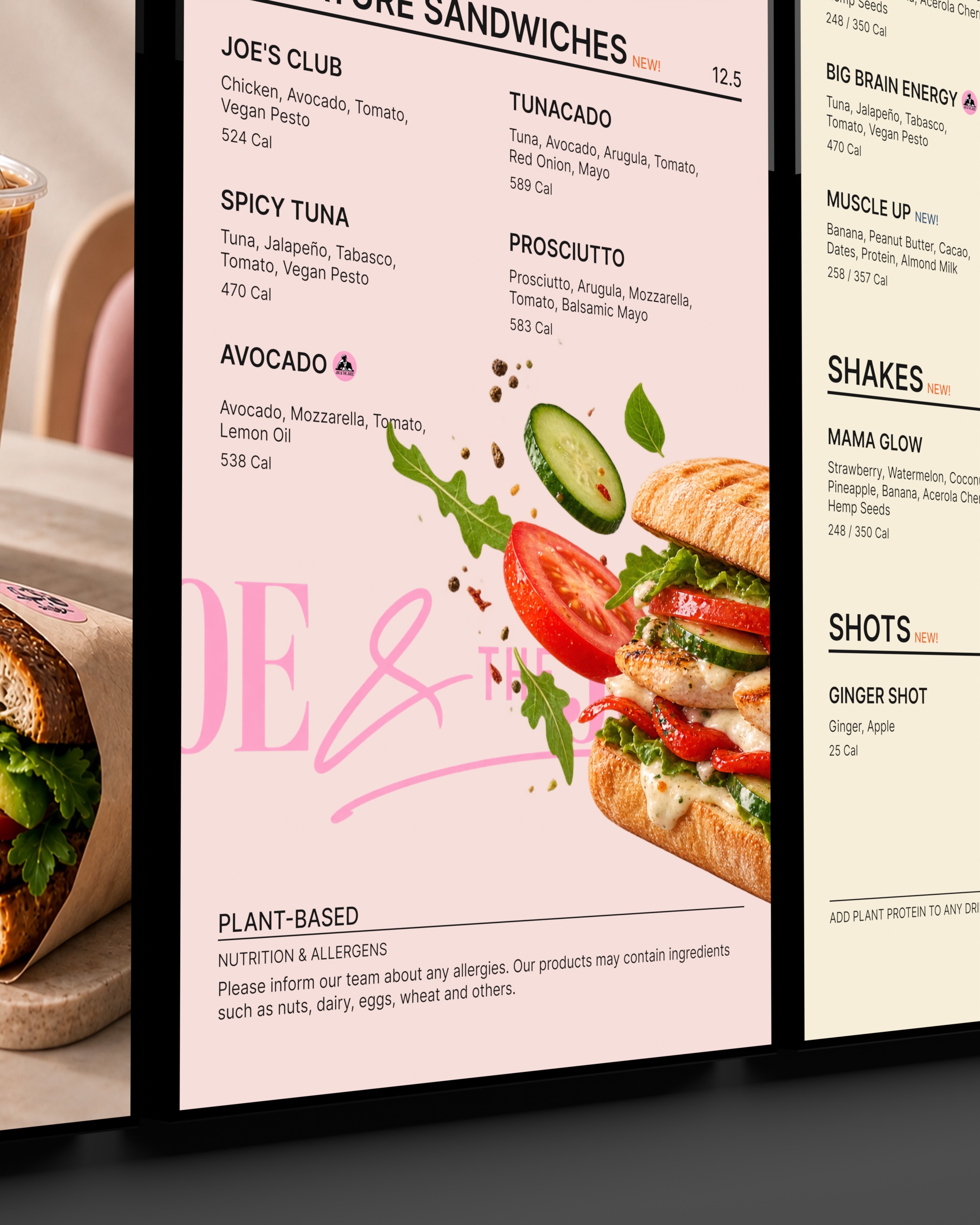 Restaurant digital menu display.