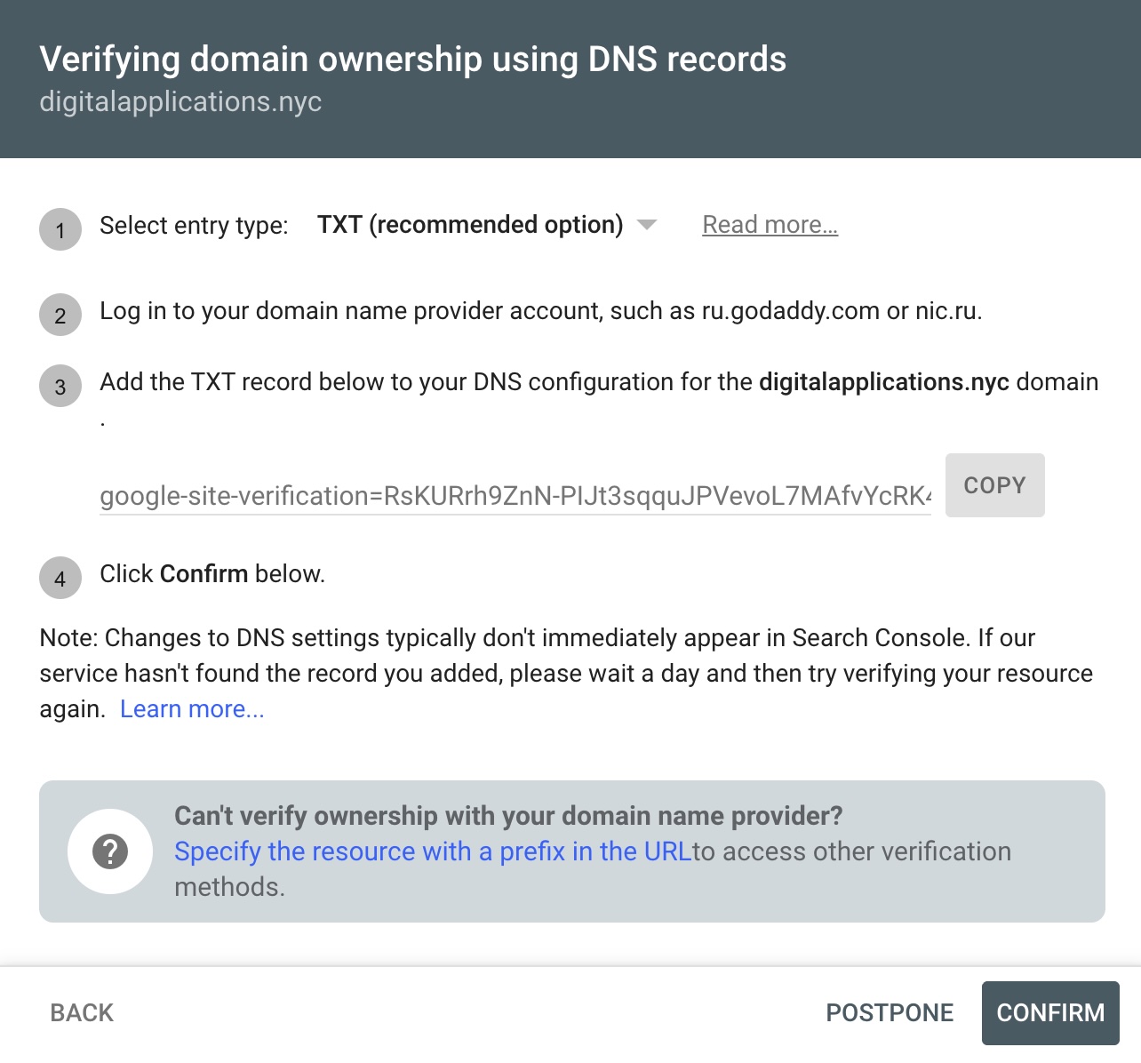 Google Search Console Verify Website