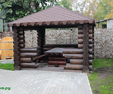 Баня с беседкой и купелью
