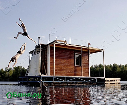 Баня дровяная на плаву