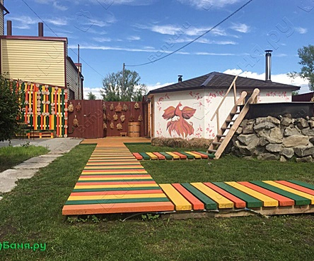 Баня с юртой на дровах