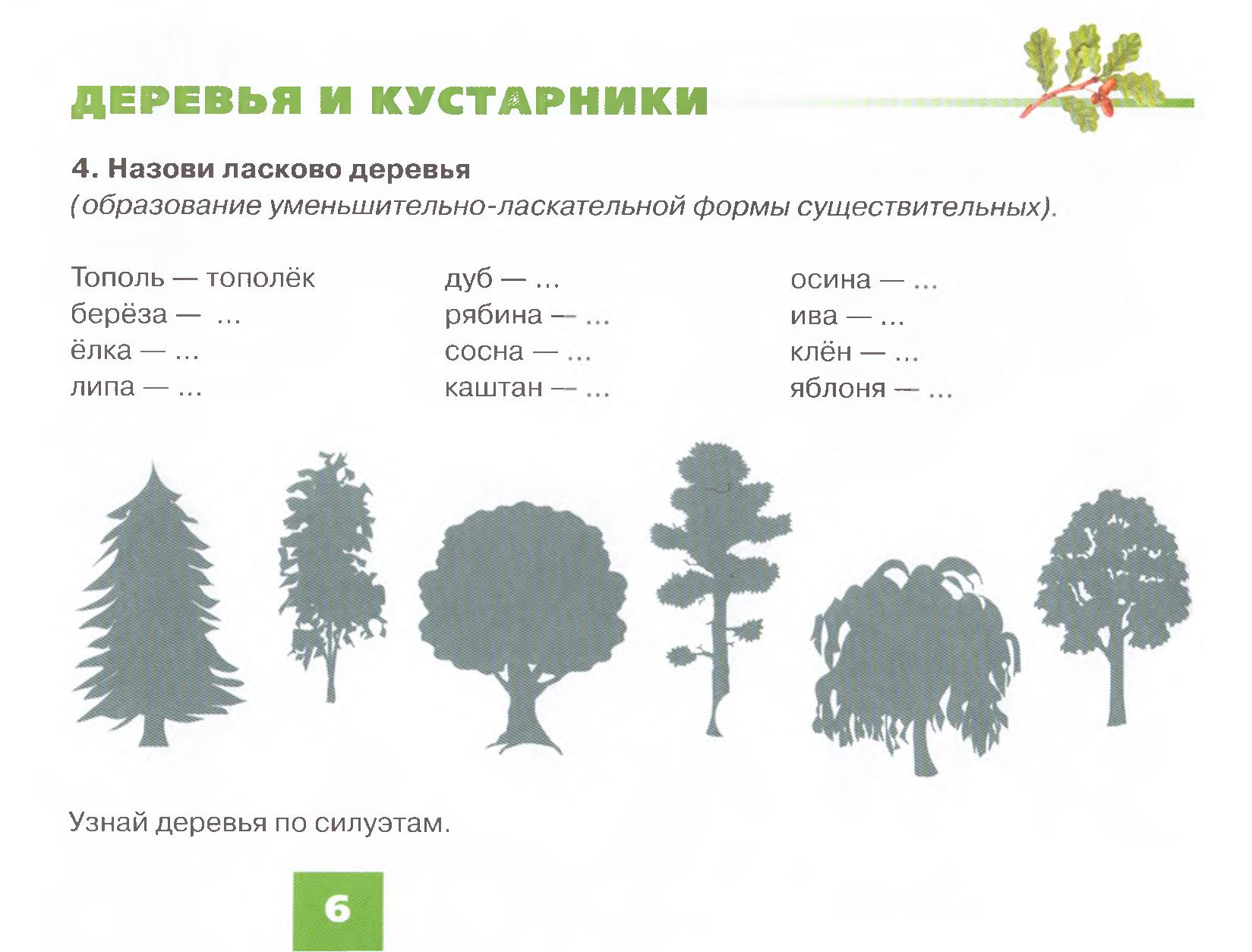 Лексико-грамматические игры тема деревья , кусты, кустарники