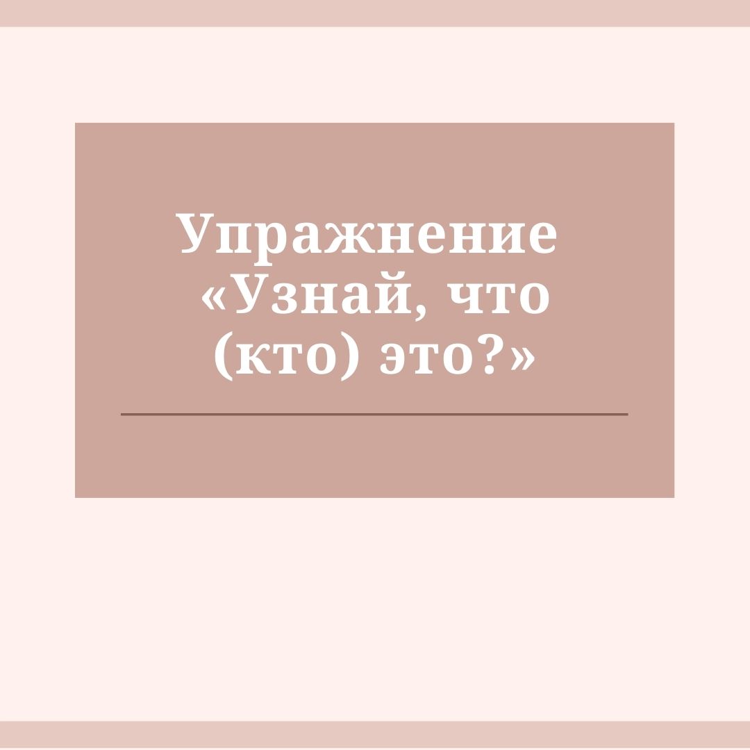 Упражнение «Узнай, что (кто) это?»