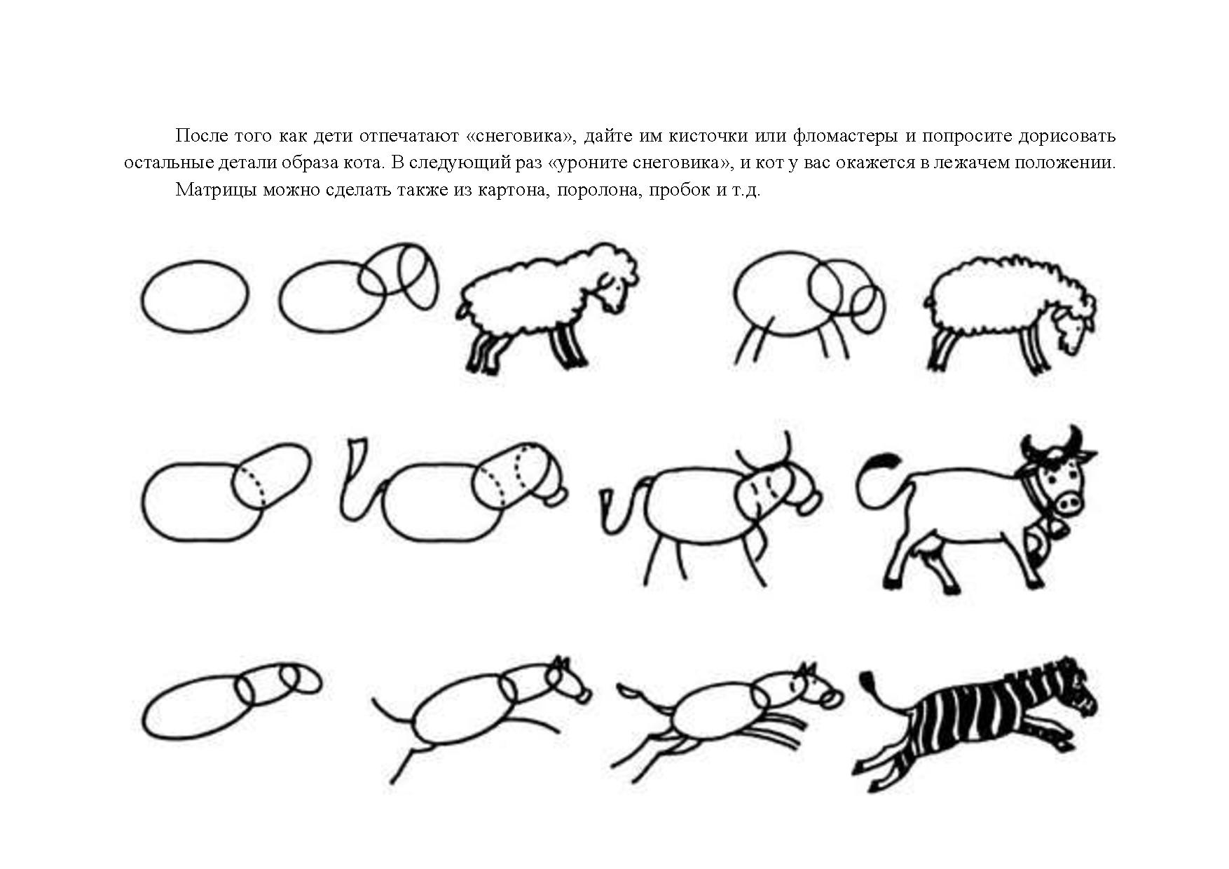 Схематический рисунок признаков зверей