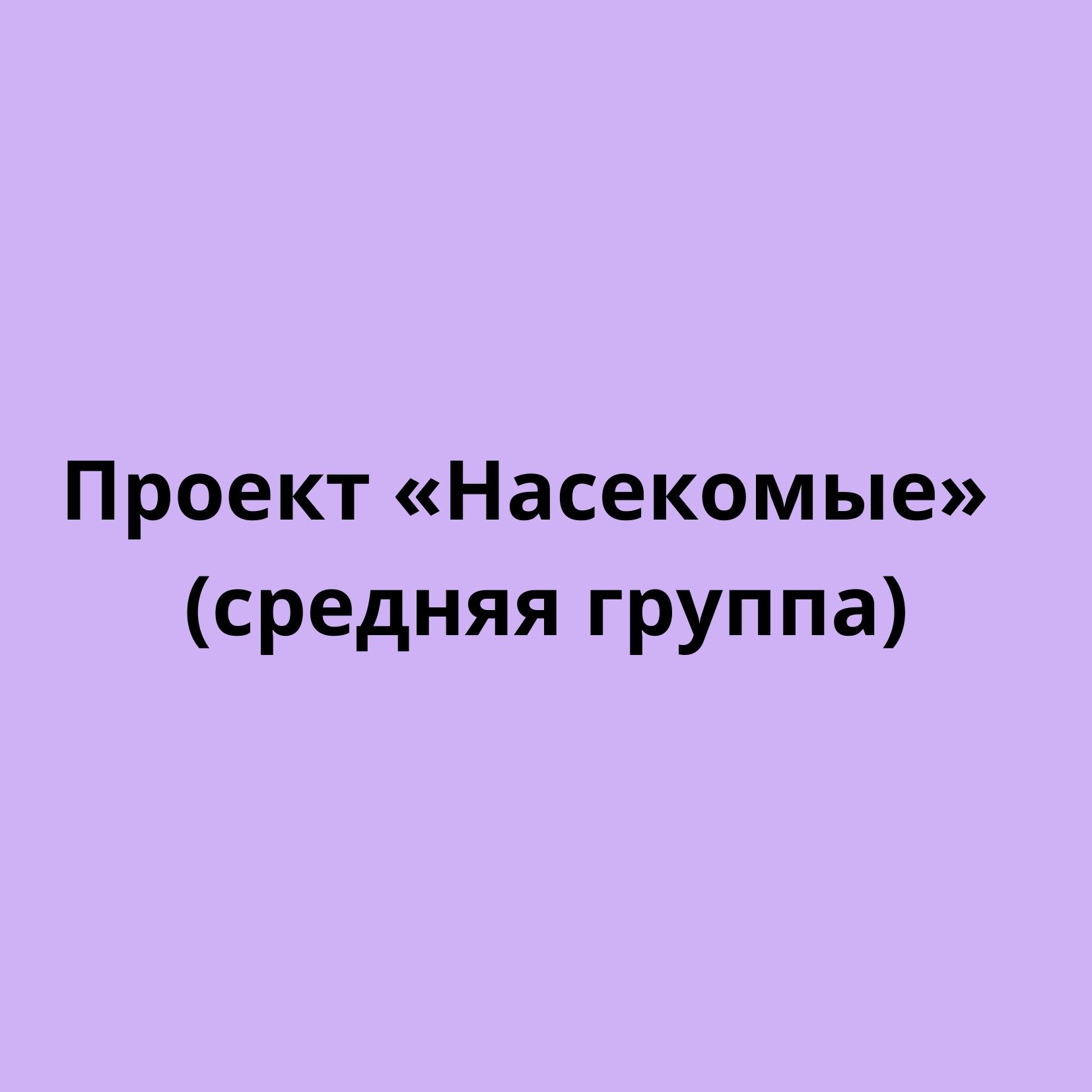Проект «Насекомые» (средняя группа)