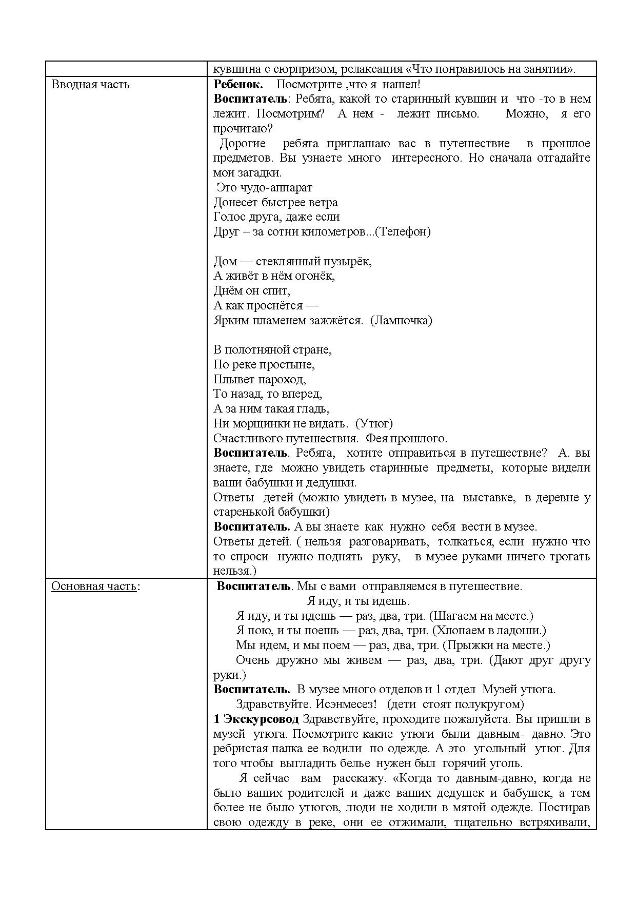 Конспект совместной организованной образовательной деятельности в старшей  группе по ФЦКМ (предметный мир) «Путешествие в прошлое предметов» |  Дефектология Проф