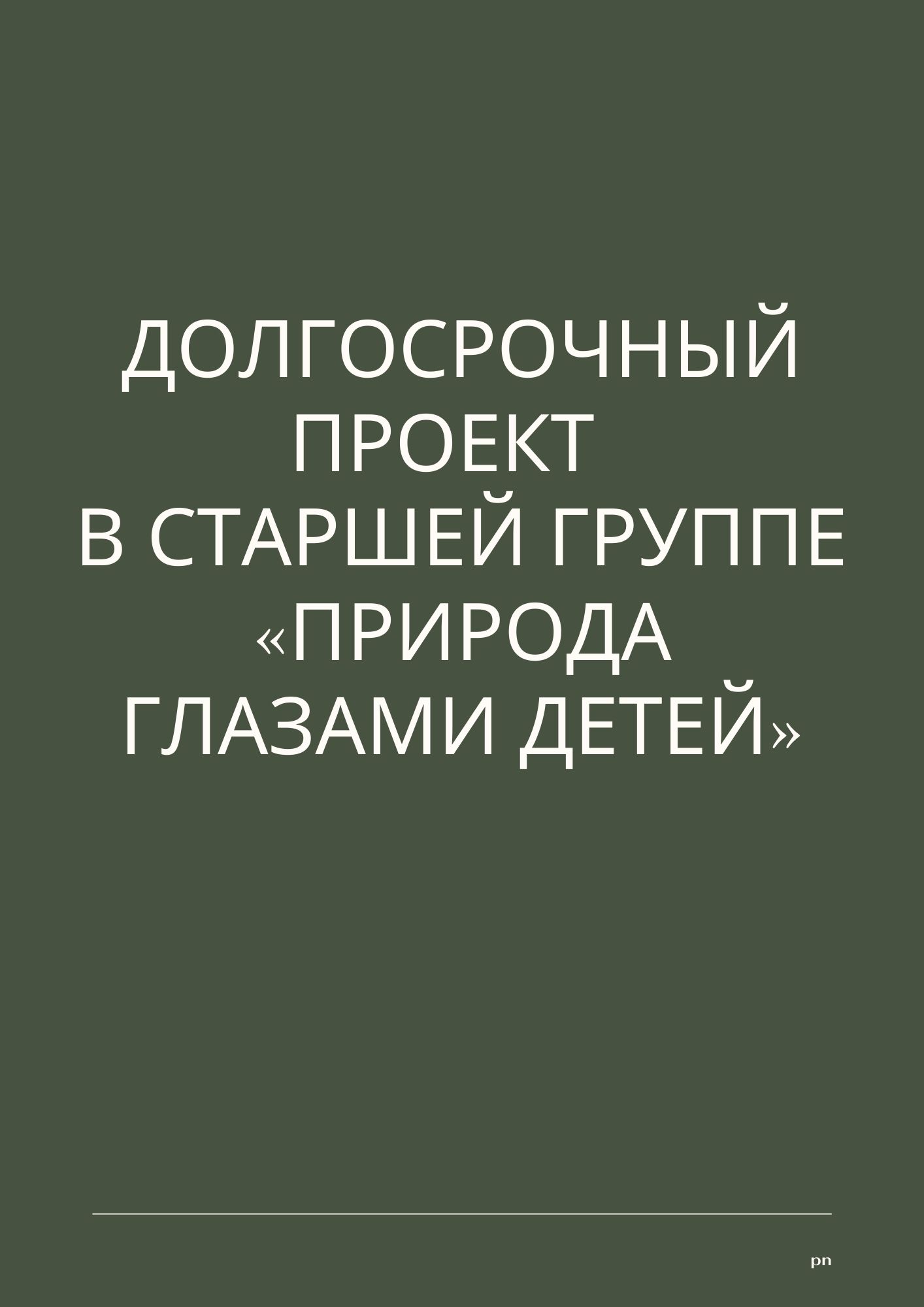 Долгосрочный проект  в старшей группе  «Природа глазами детей»