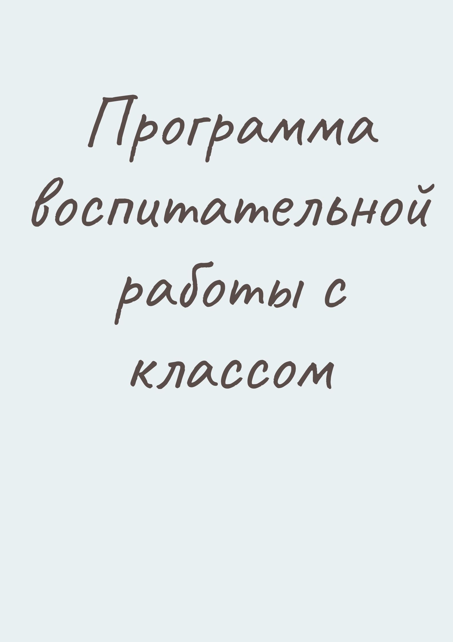 Программа воспитательной работы с классом