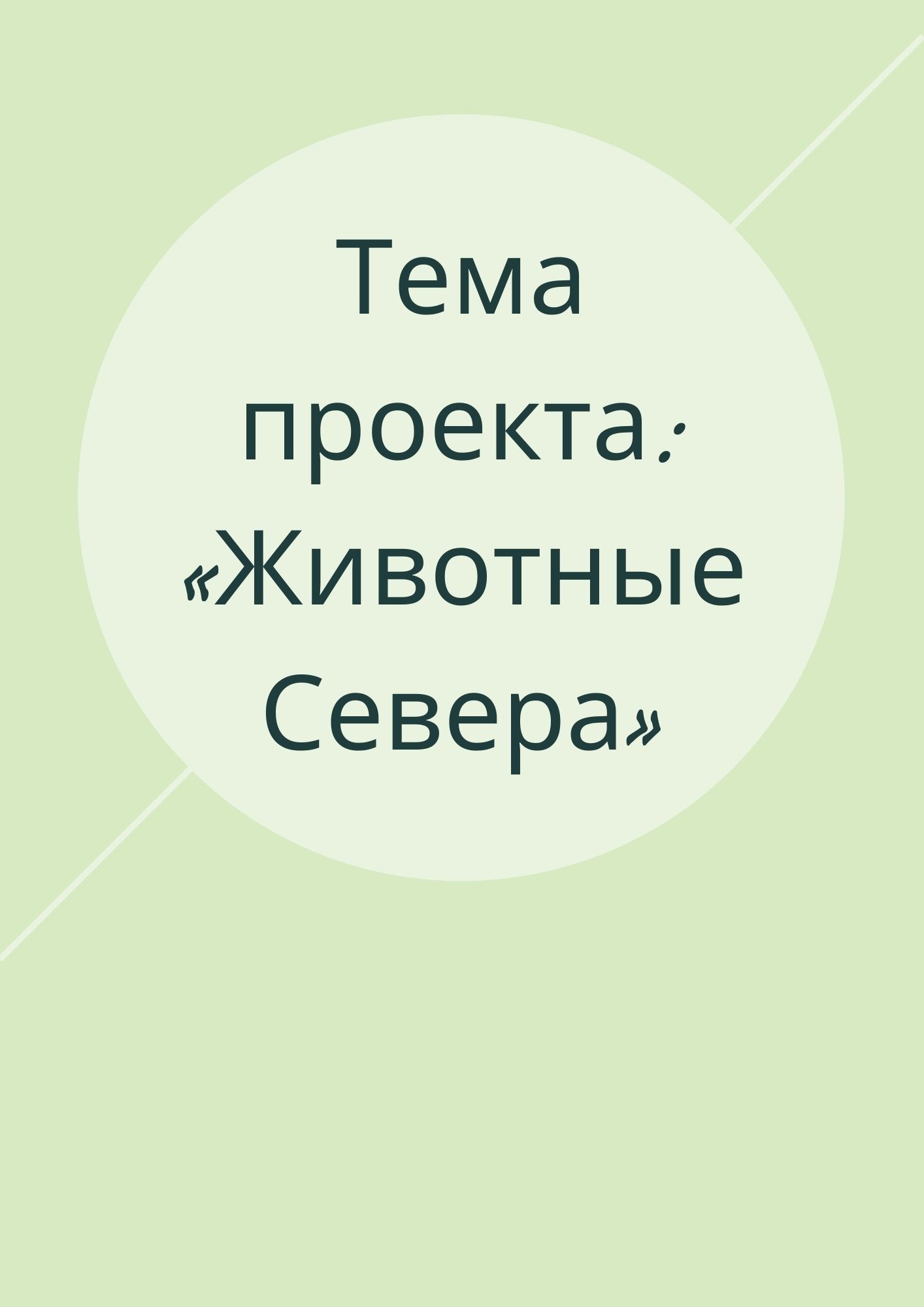Тема проекта: «Животные Севера»