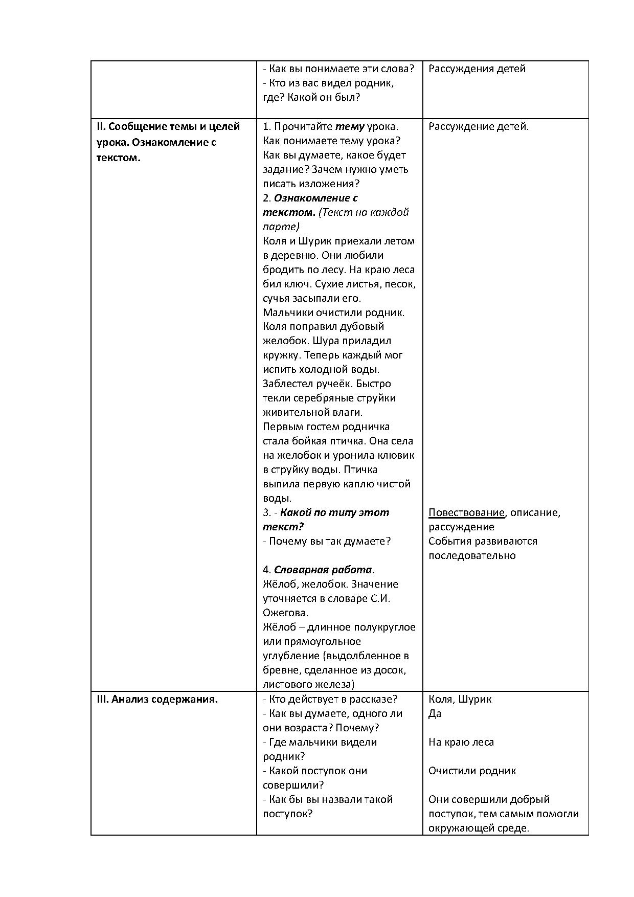 Изложение повествовательного текста по самостоятельно составленному плану 4 класс школа россии