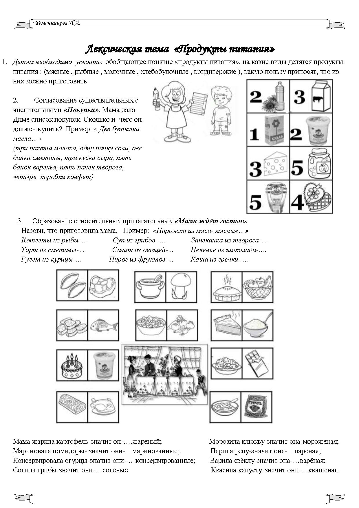 Лексическая тема «Продукты питания» | Дефектология Проф