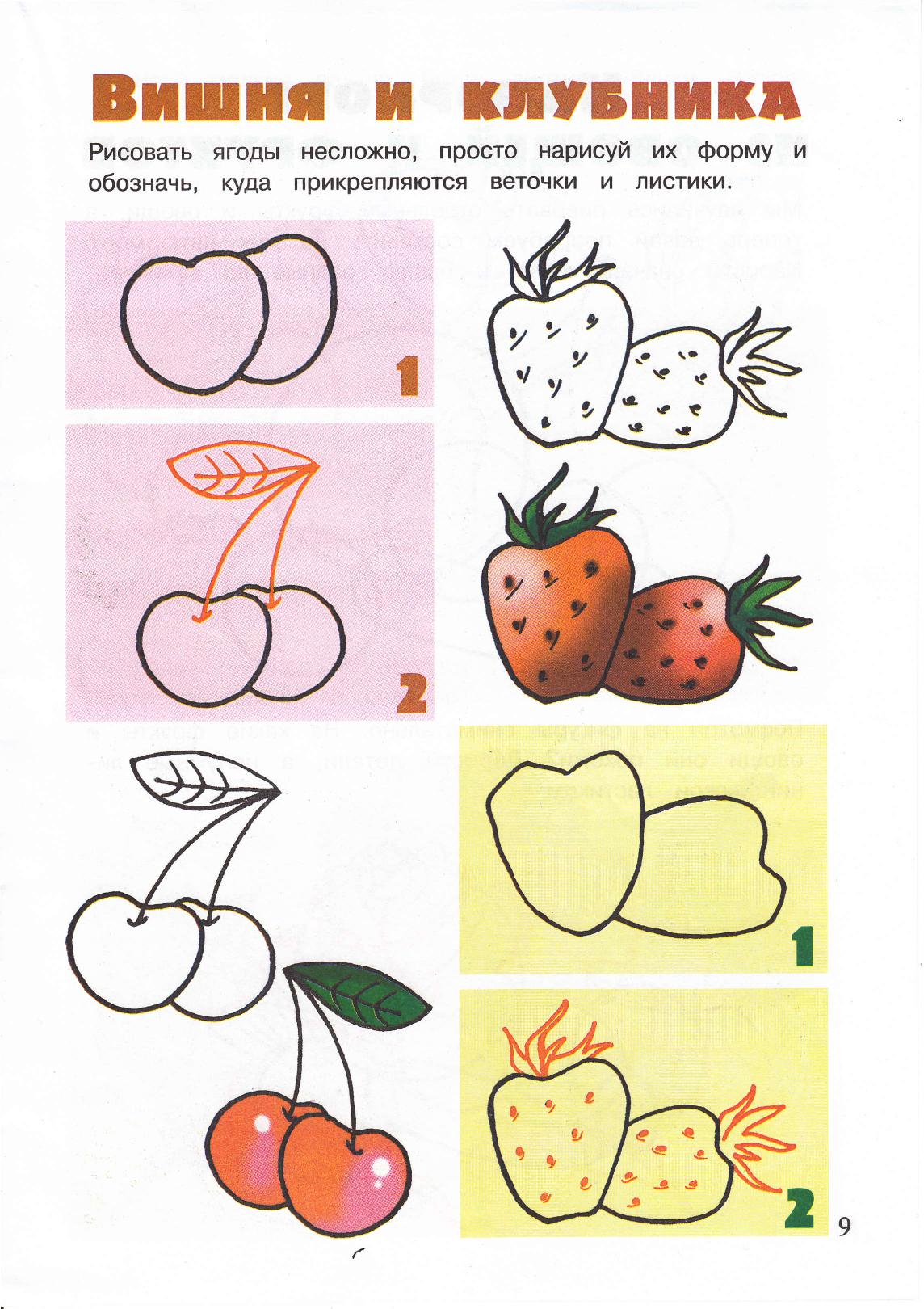 Схемы рисования фруктов для детей